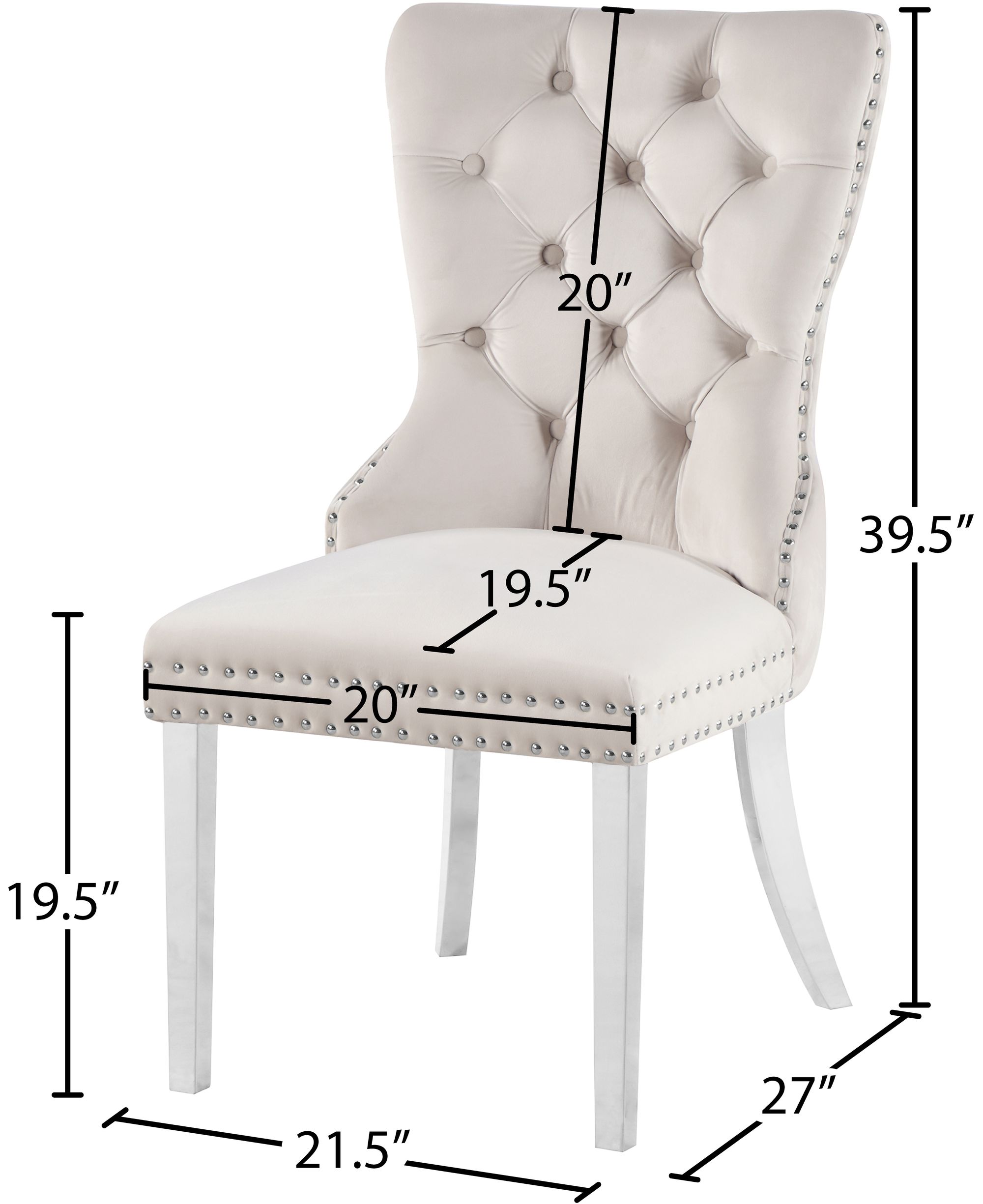 Carmen Velvet Dining Chair with Chrome Metal Legs