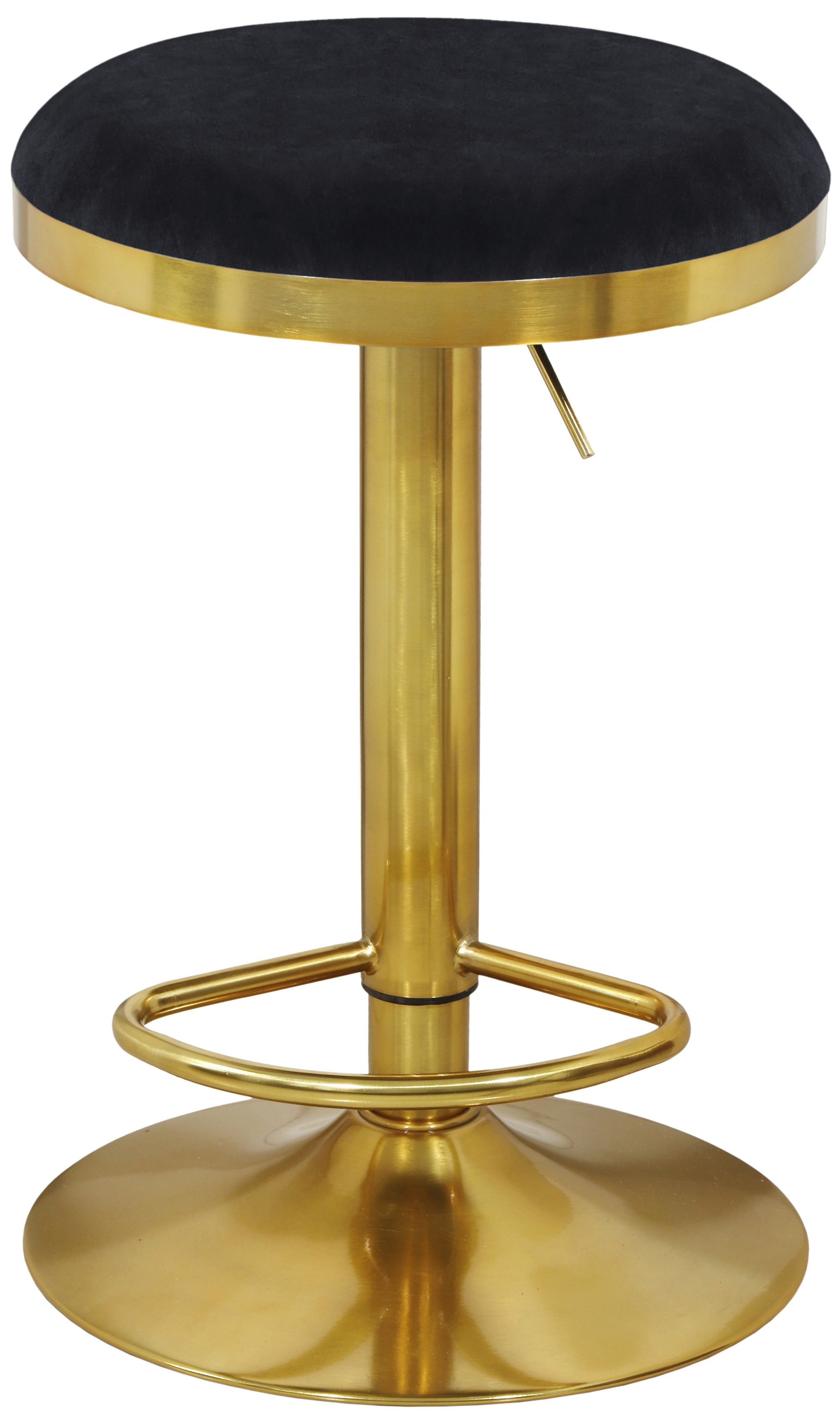 Brody Velvet Adjustable Swivel Stool with Brushed Gold Base