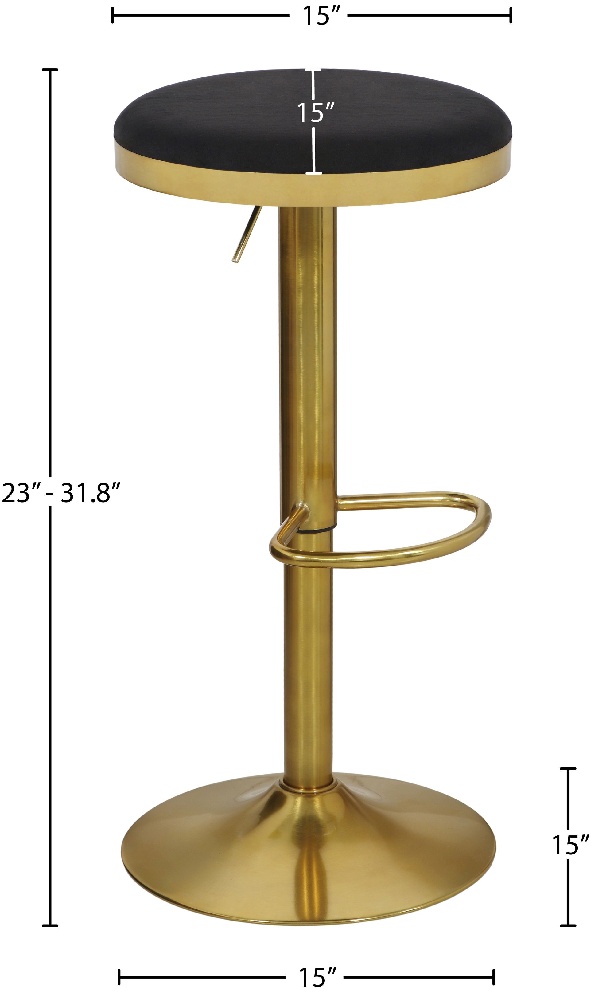 Brody Velvet Adjustable Swivel Stool with Brushed Gold Base