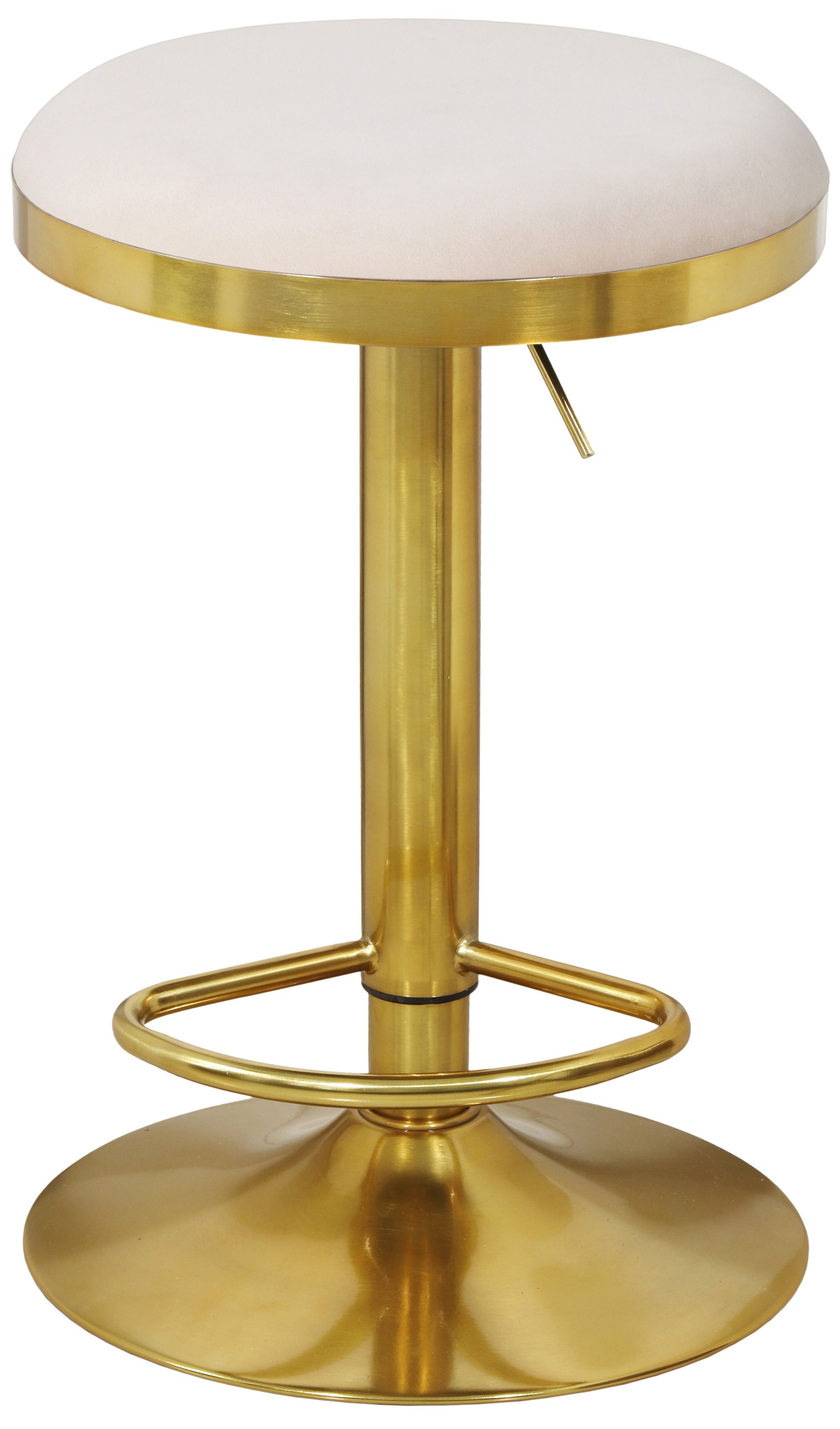 Brody Velvet Adjustable Swivel Stool with Brushed Gold Base