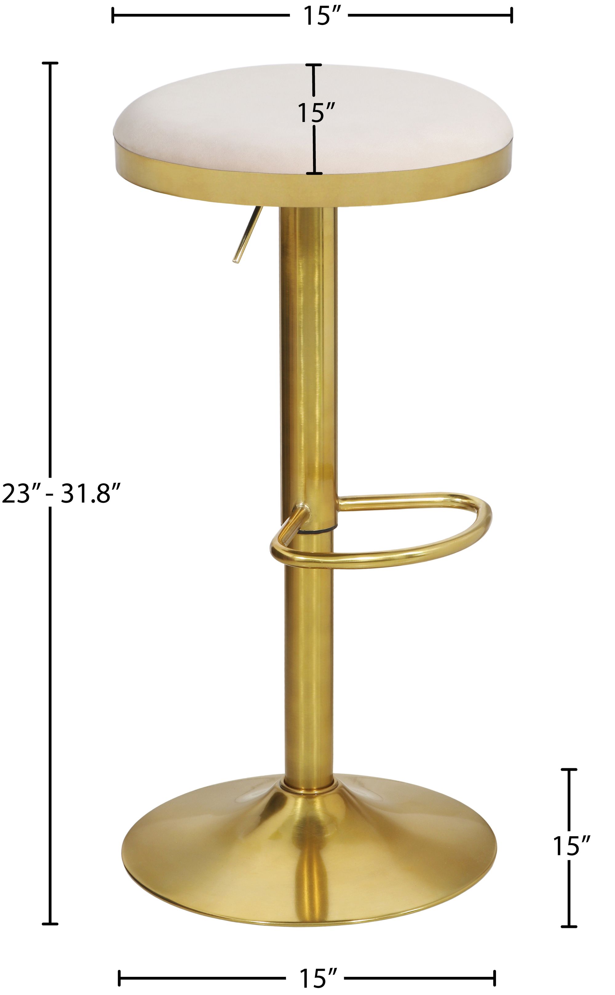 Brody Velvet Adjustable Swivel Stool with Brushed Gold Base