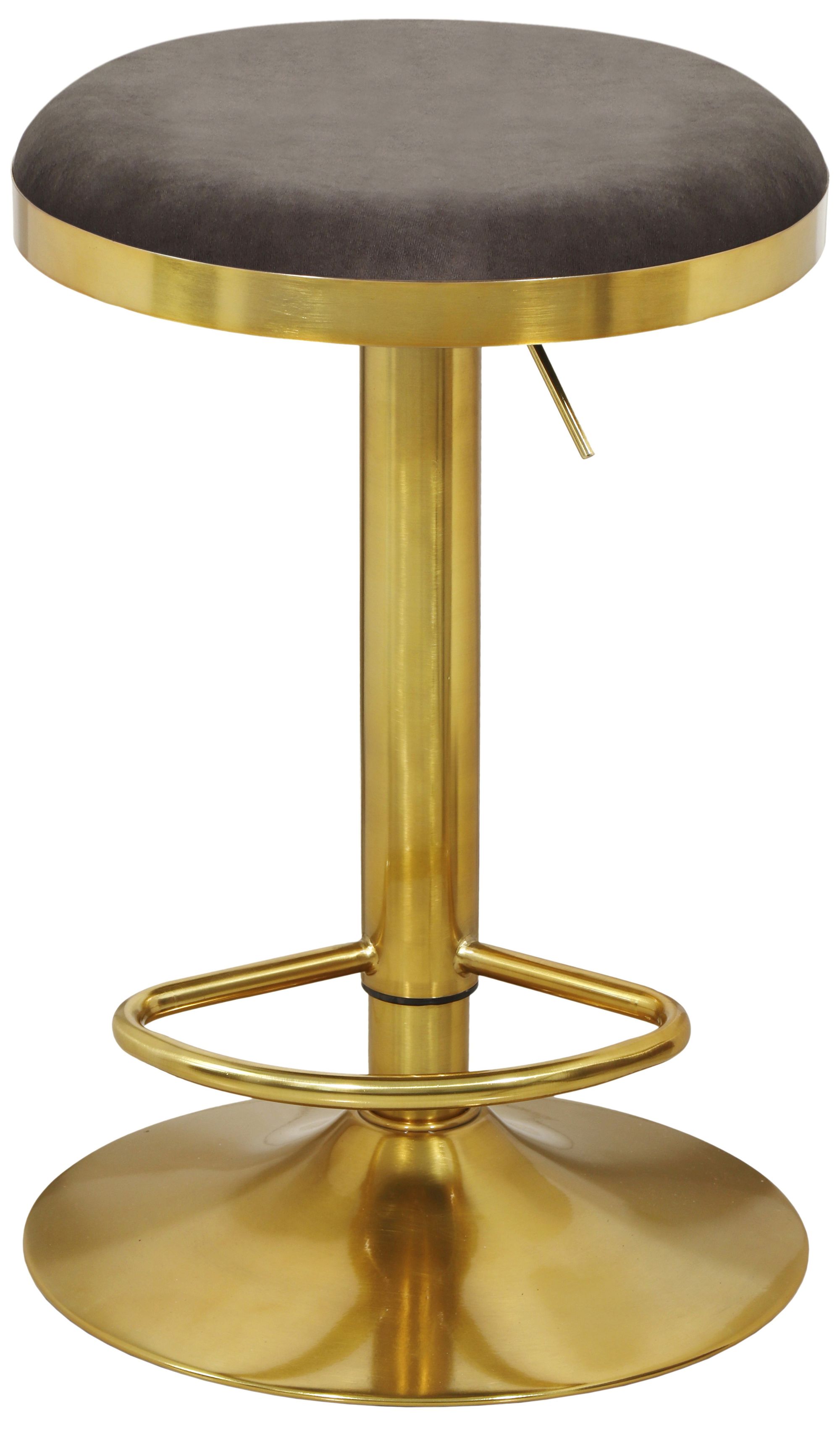Brody Velvet Adjustable Swivel Stool with Brushed Gold Base