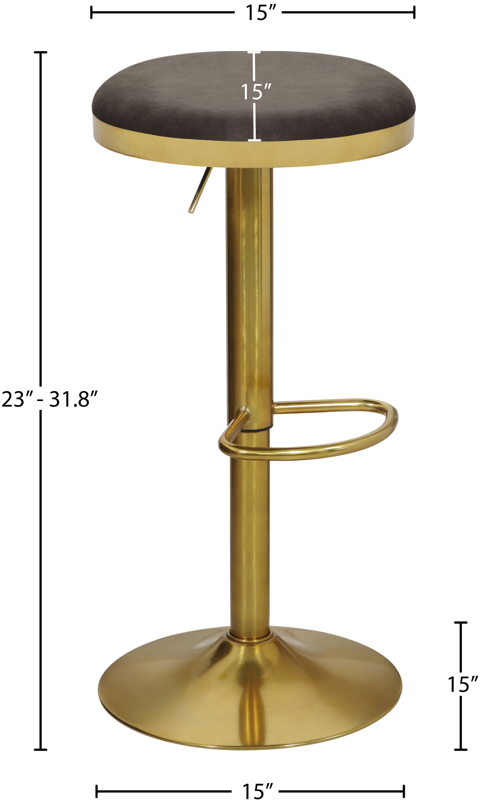 Brody Velvet Adjustable Swivel Stool with Brushed Gold Base
