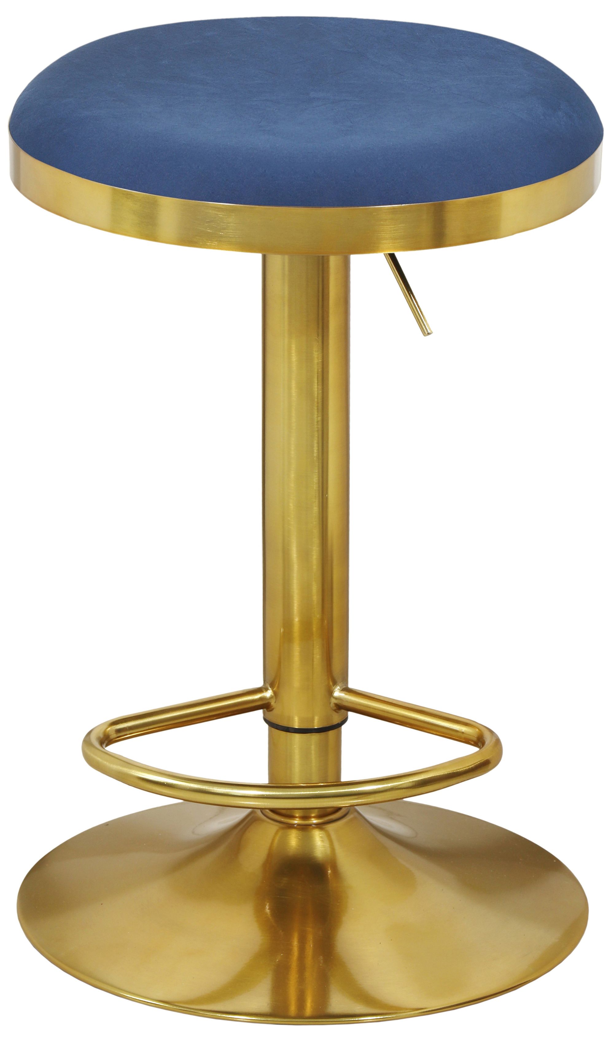 Brody Velvet Adjustable Swivel Stool with Brushed Gold Base