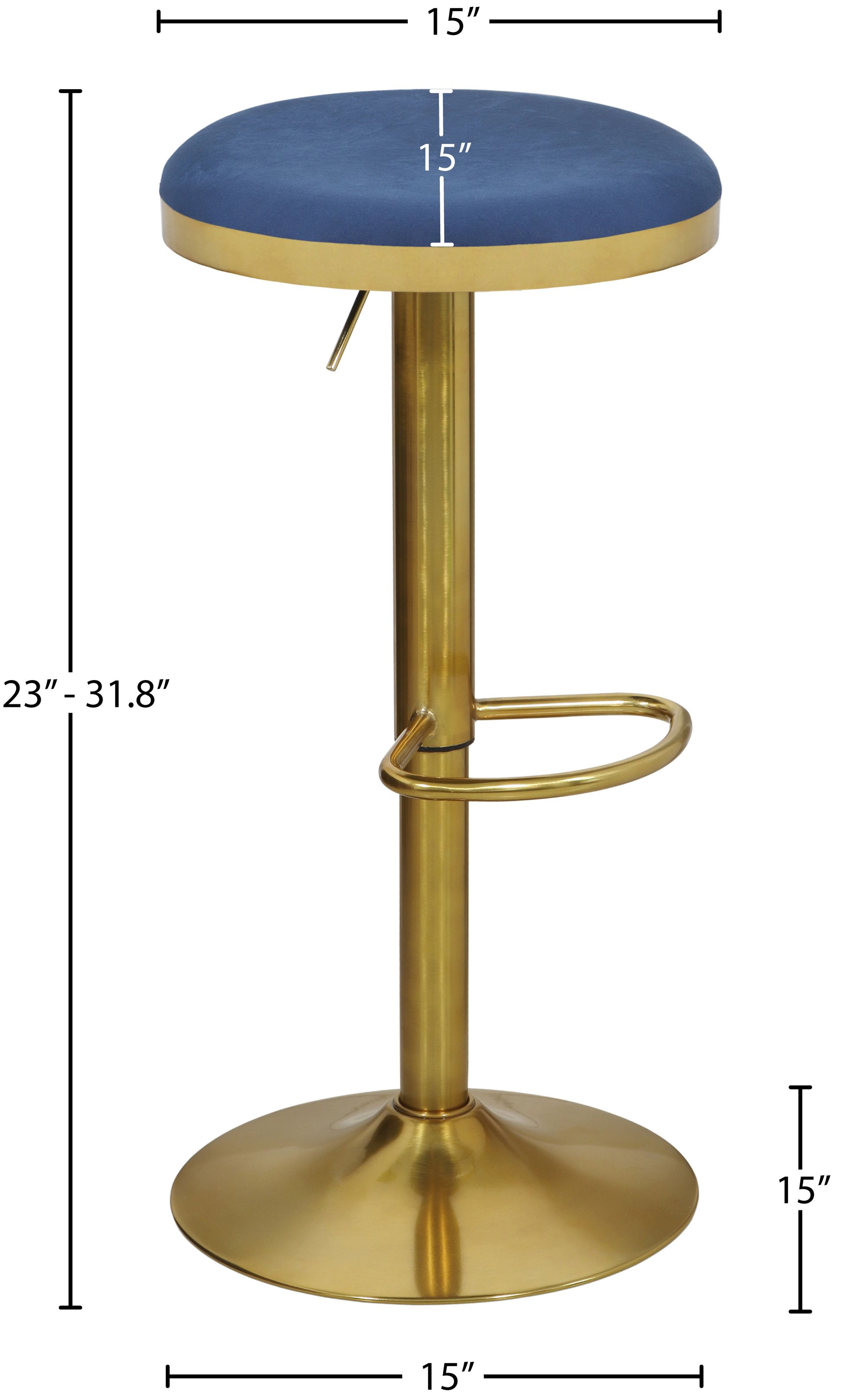 Brody Velvet Adjustable Swivel Stool with Brushed Gold Base