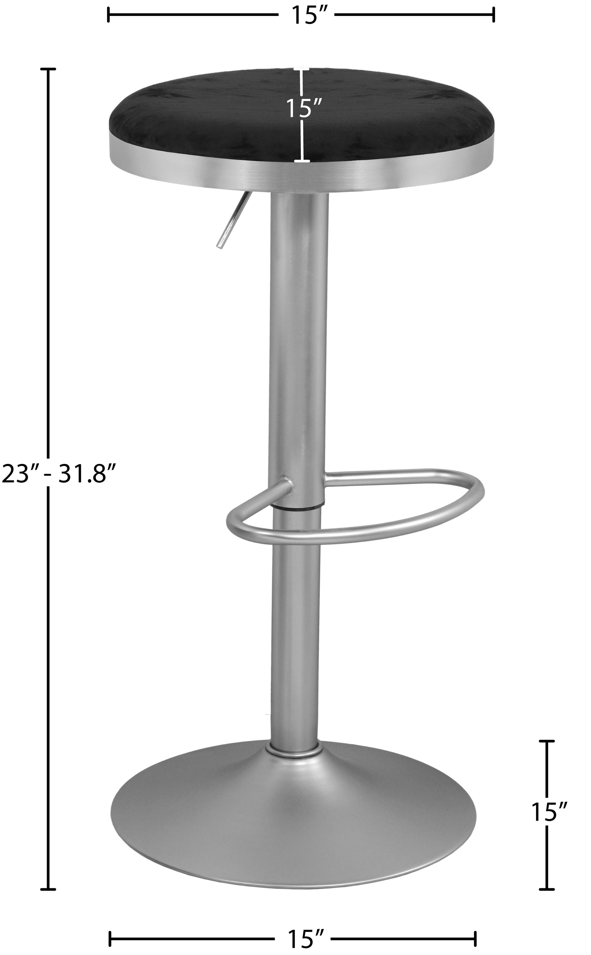 Brody Velvet Adjustable Swivel Stool with Brushed Chrome Base