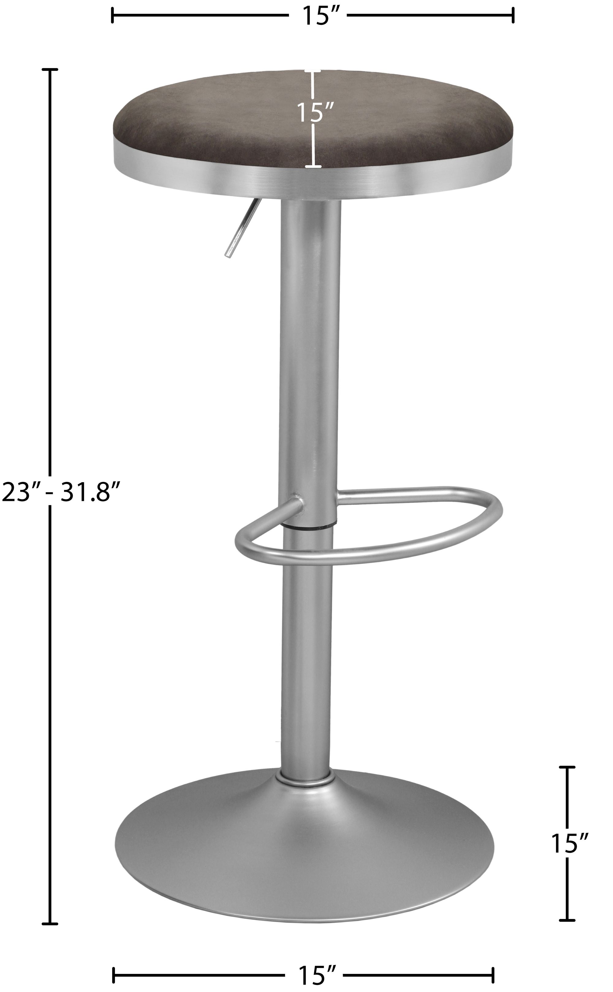 Brody Velvet Adjustable Swivel Stool with Brushed Chrome Base