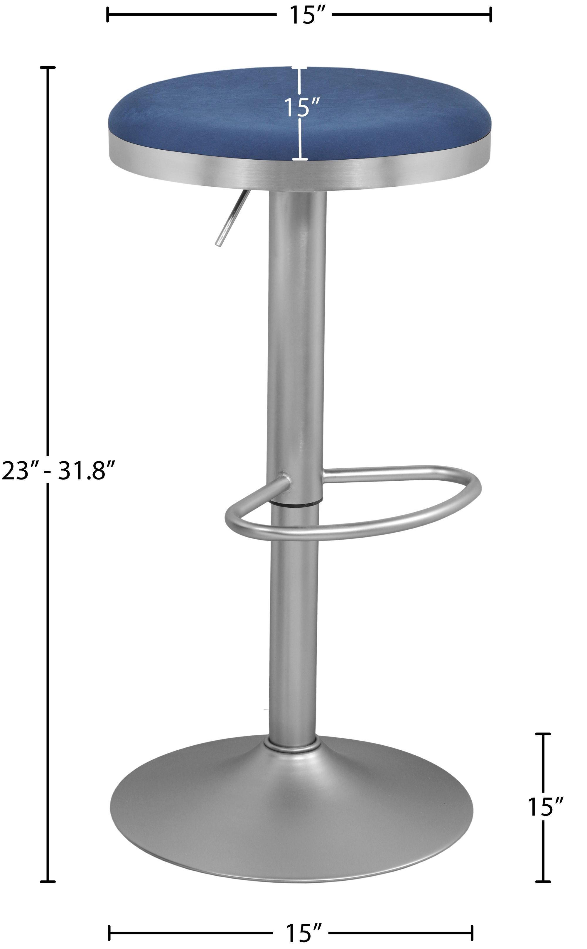 Brody Velvet Adjustable Swivel Stool with Brushed Chrome Base
