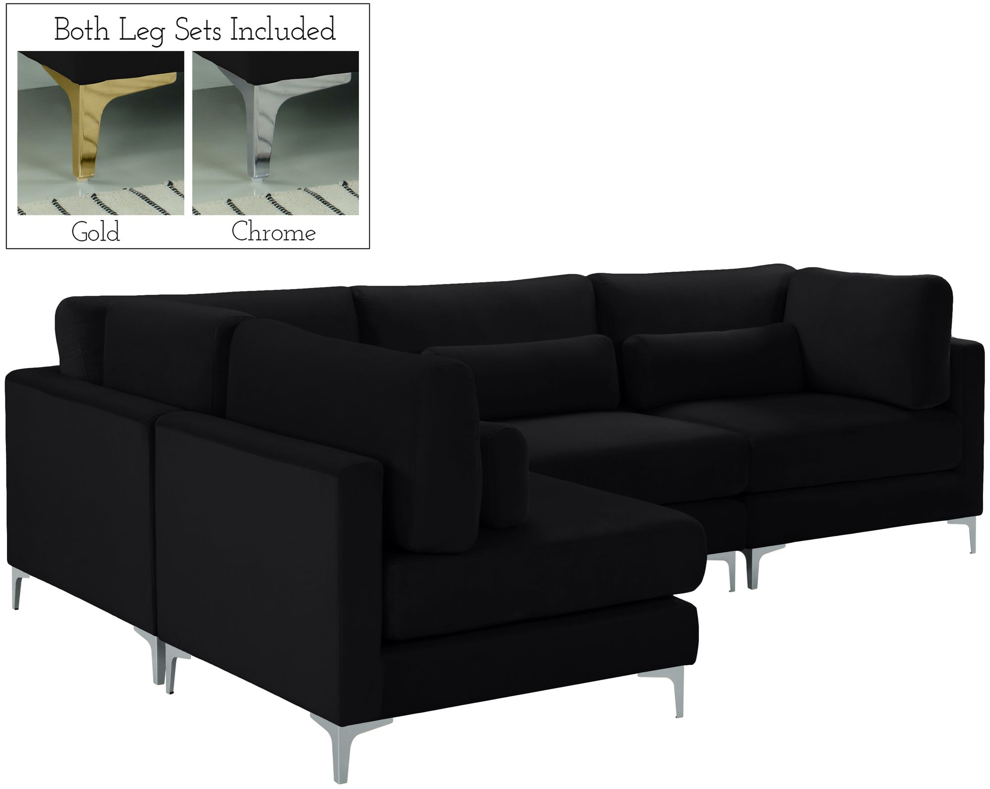 Julia 108.5" 4-Piece Velvet Modular Corner Sectional