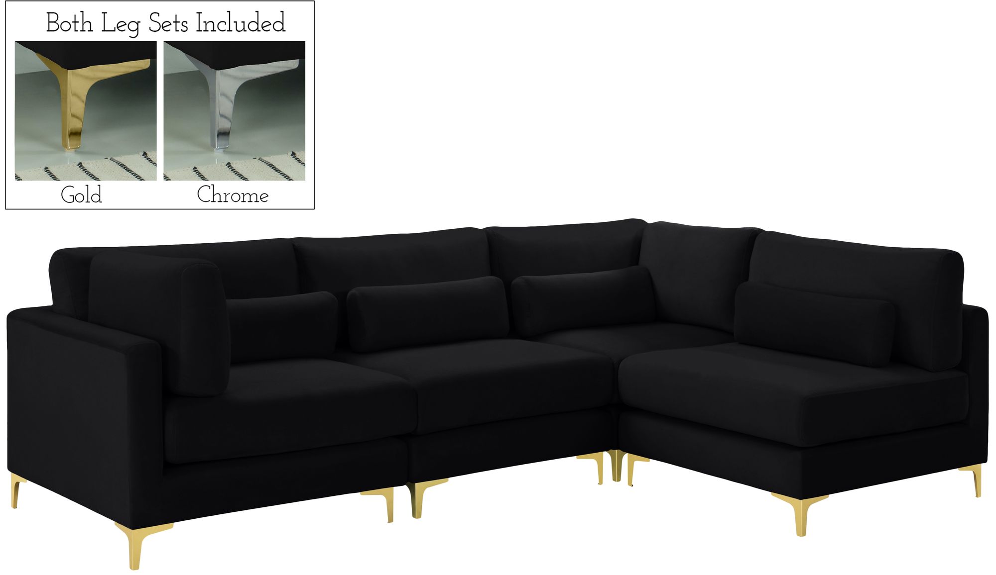 Julia 108.5" 4-Piece Velvet Modular Corner Sectional