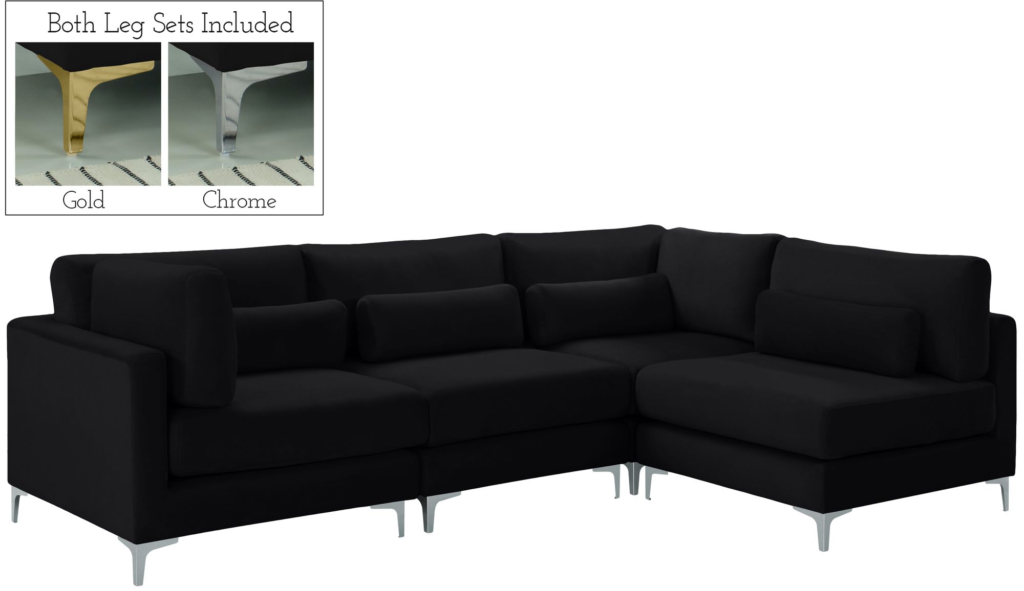 Julia 108.5" 4-Piece Velvet Modular Corner Sectional