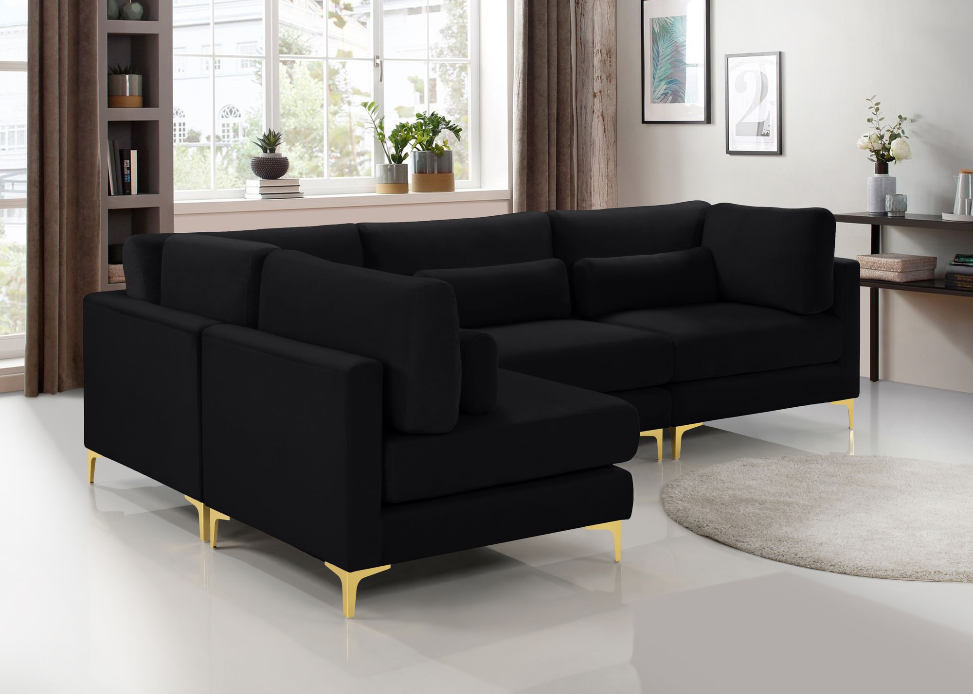 Julia 108.5" 4-Piece Velvet Modular Corner Sectional