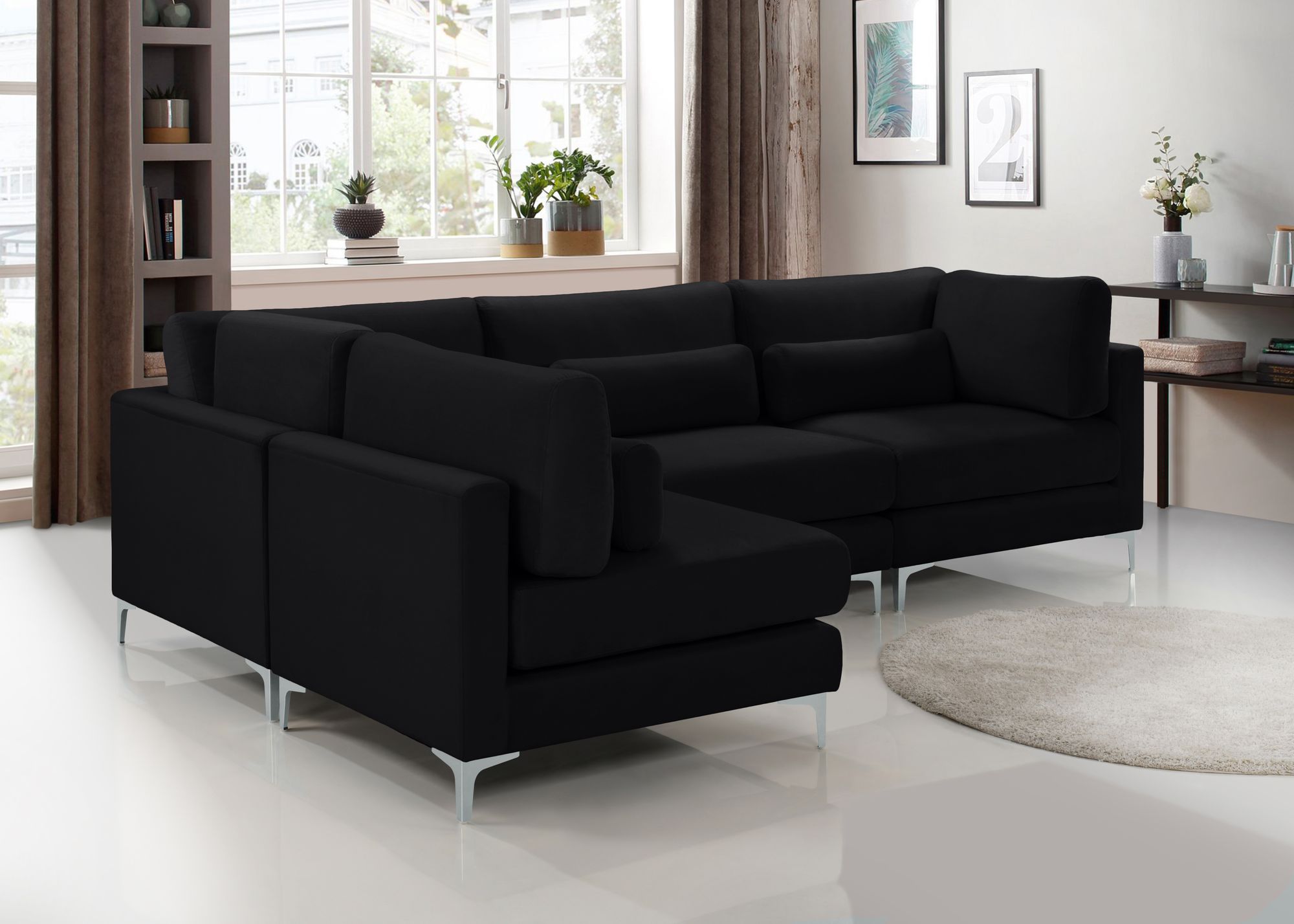 Julia 108.5" 4-Piece Velvet Modular Corner Sectional