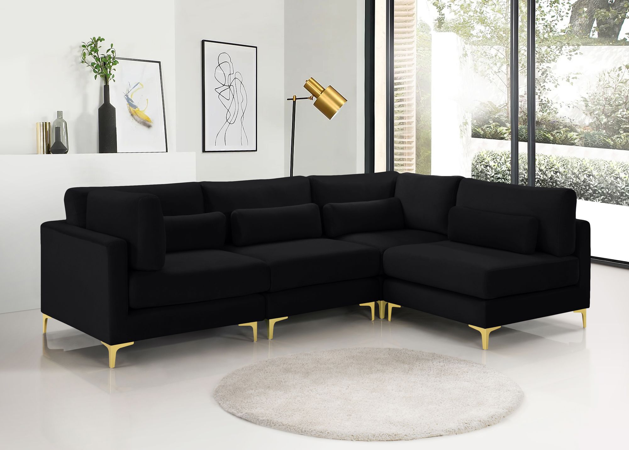 Julia 108.5" 4-Piece Velvet Modular Corner Sectional