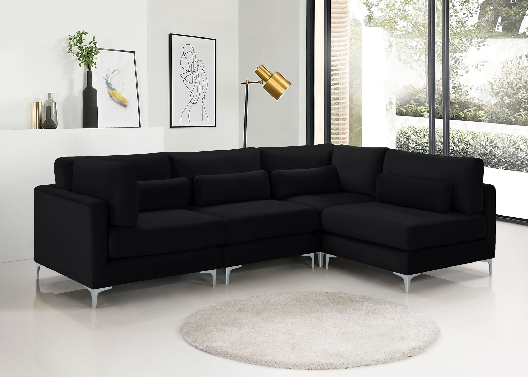 Julia 108.5" 4-Piece Velvet Modular Corner Sectional