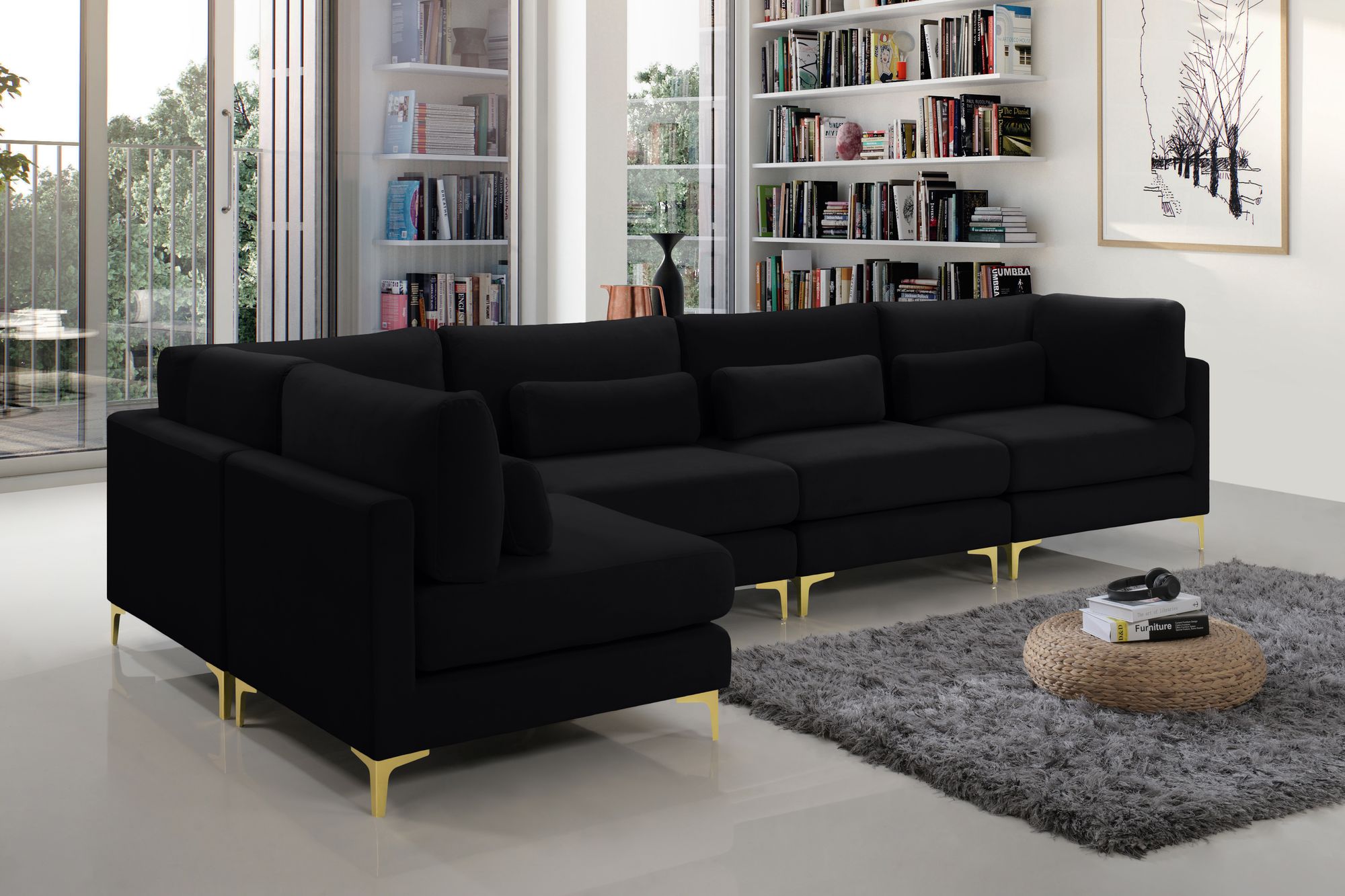 Julia 142" 5-Piece Velvet Modular Sectional