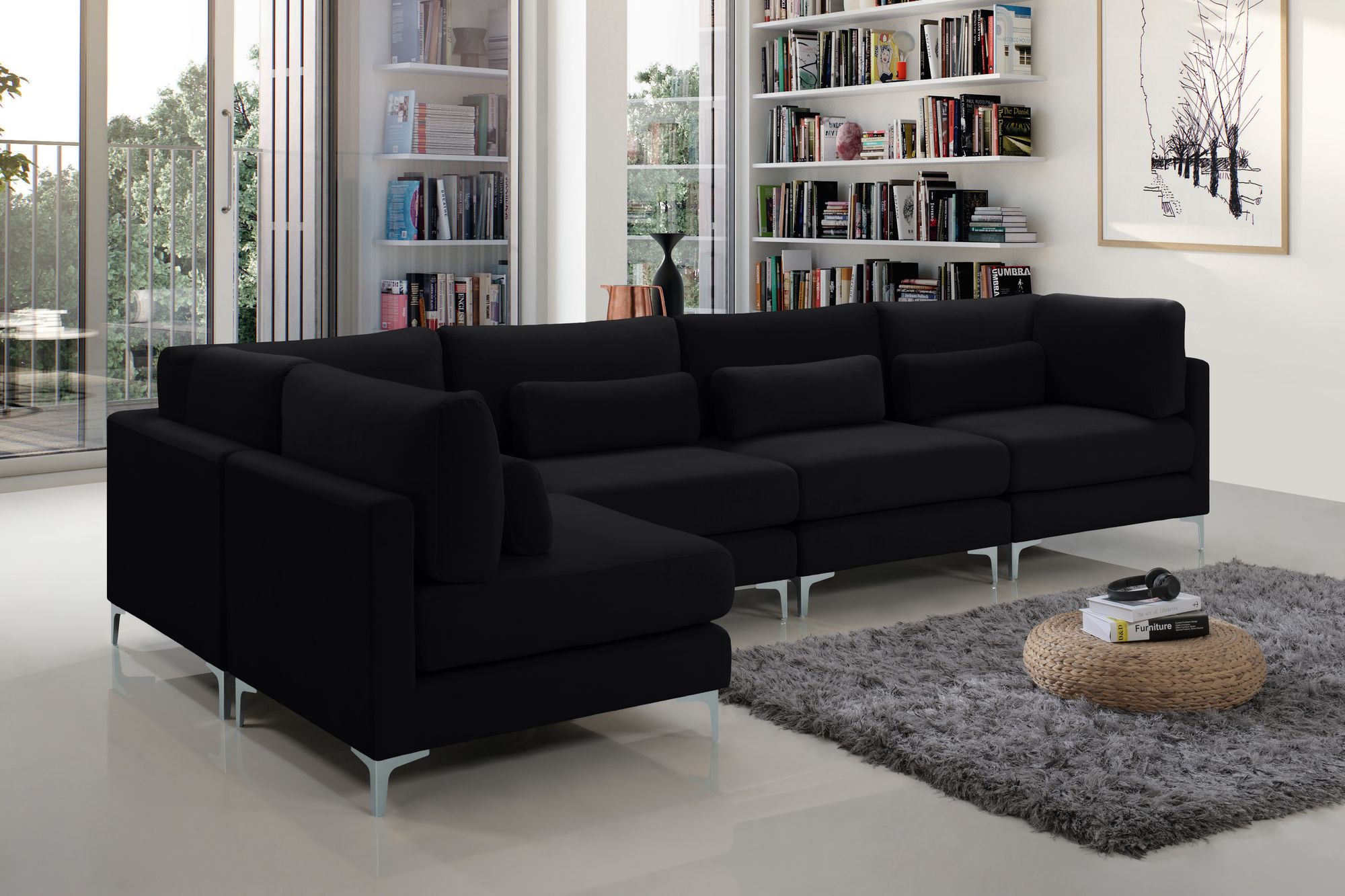 Julia 142" 5-Piece Velvet Modular Sectional