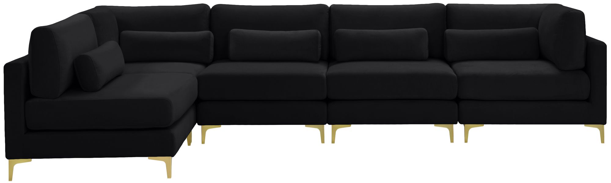 Julia 142" 5-Piece Velvet Modular Sectional