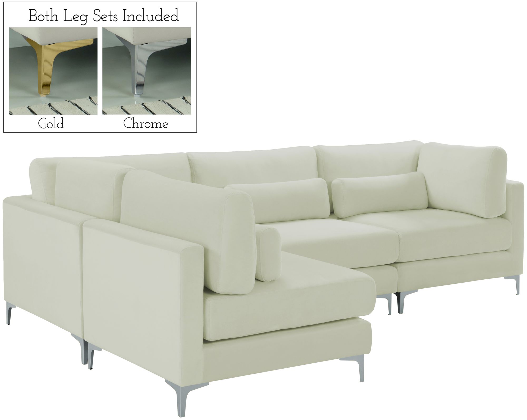 Julia 108.5" 4-Piece Velvet Modular Corner Sectional