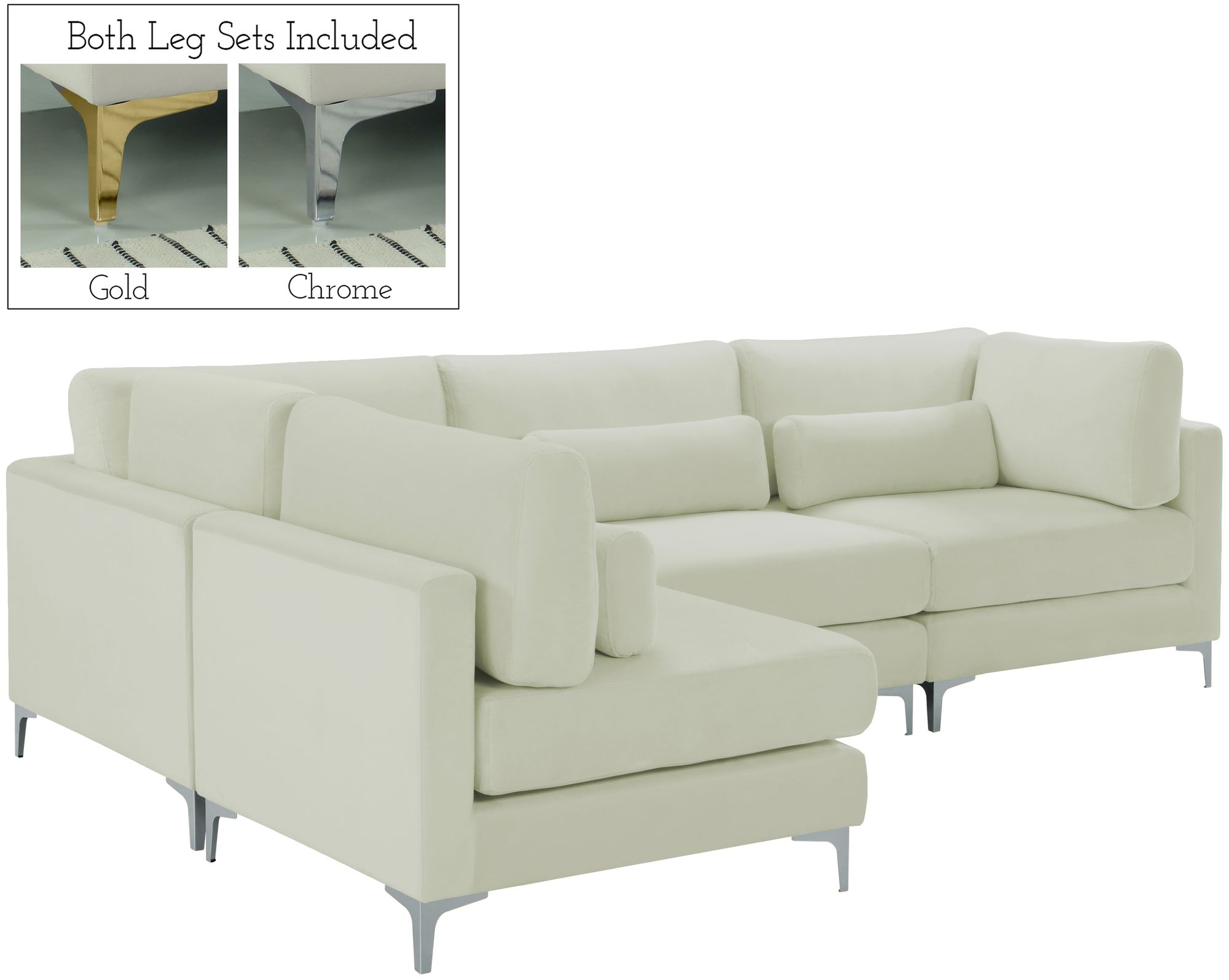 Julia 108.5" 4-Piece Velvet Modular Corner Sectional