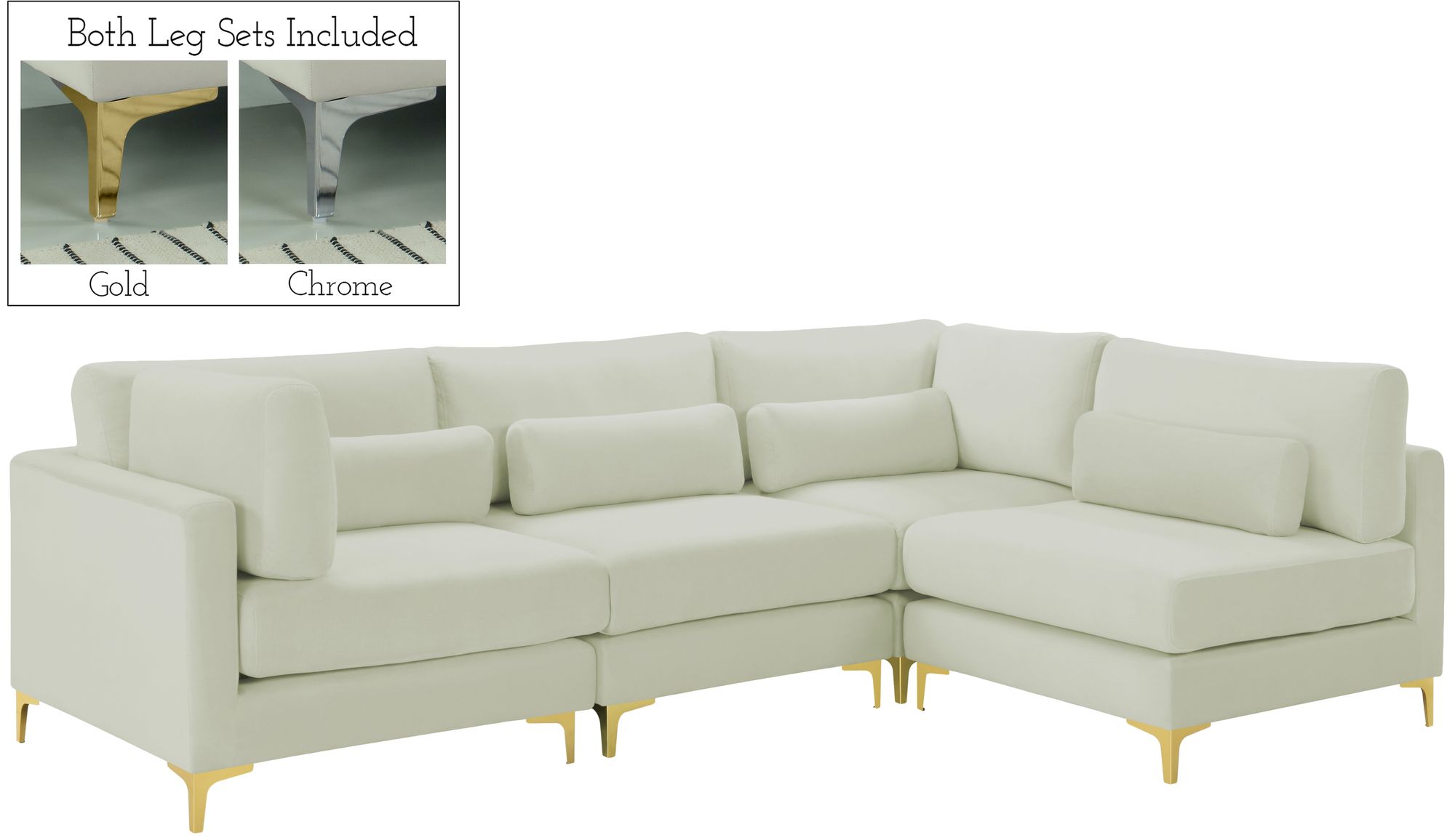 Julia 108.5" 4-Piece Velvet Modular Corner Sectional