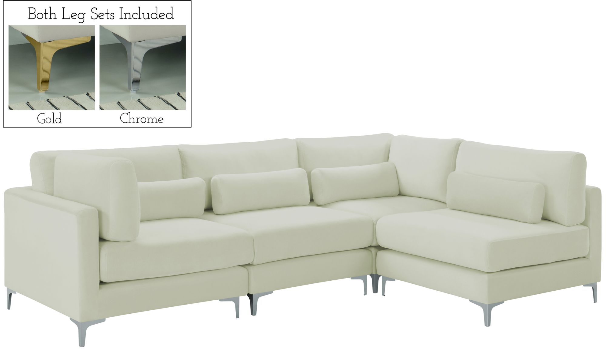 Julia 108.5" 4-Piece Velvet Modular Corner Sectional
