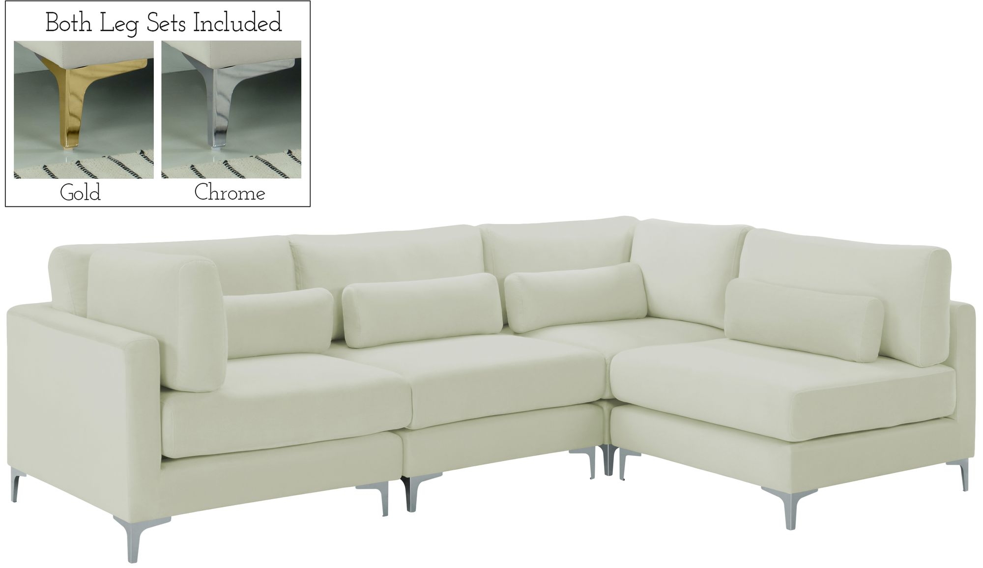Julia 108.5" 4-Piece Velvet Modular Corner Sectional