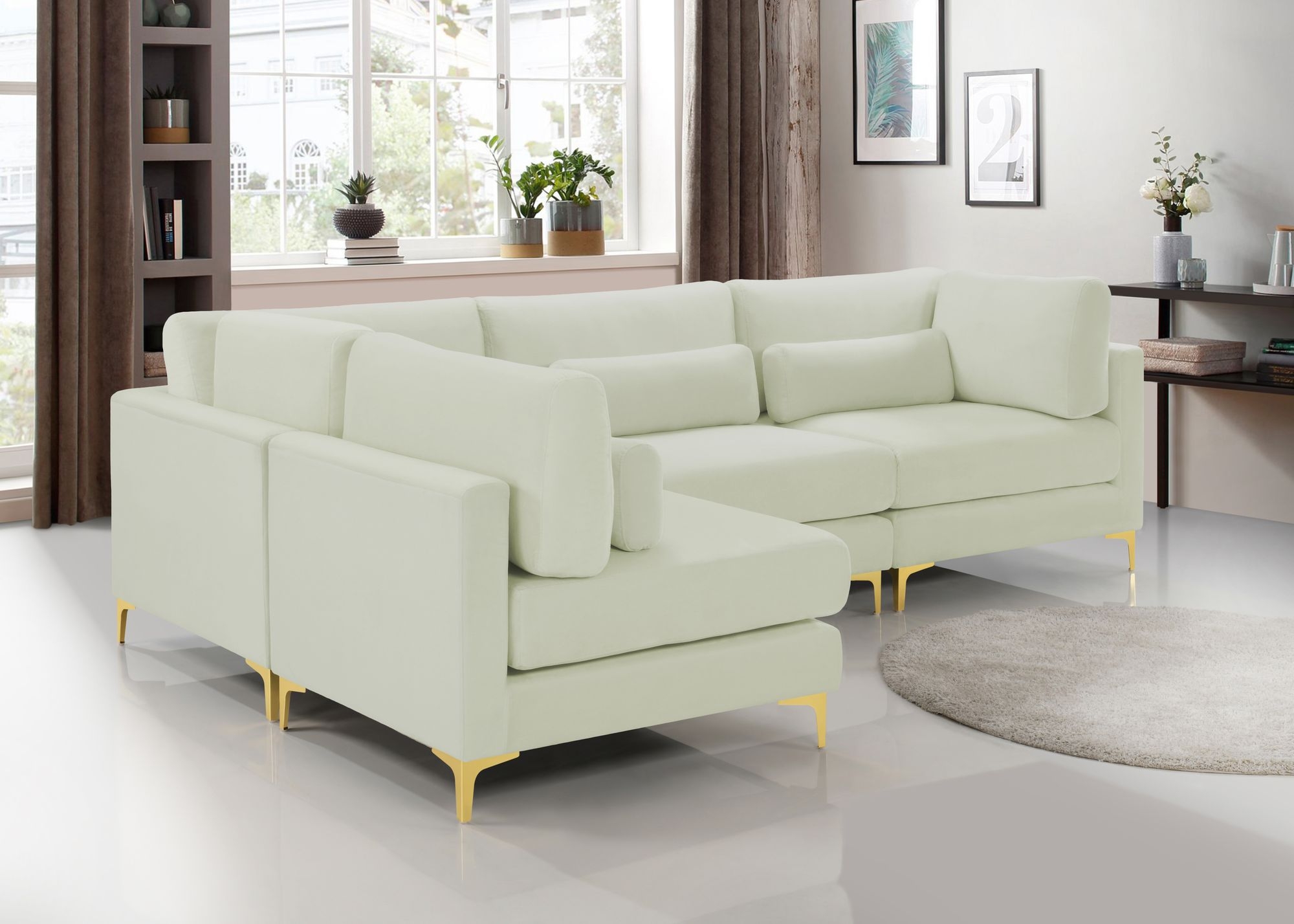 Julia 108.5" 4-Piece Velvet Modular Corner Sectional