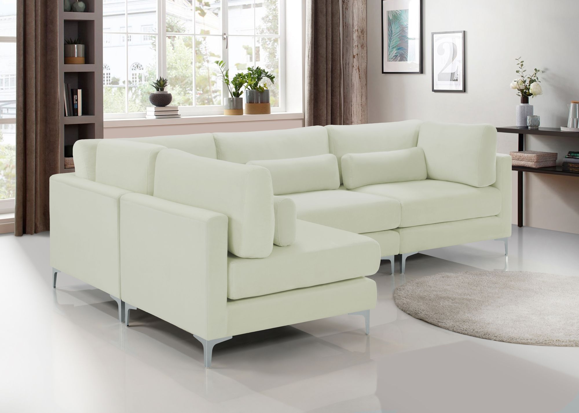 Julia 108.5" 4-Piece Velvet Modular Corner Sectional