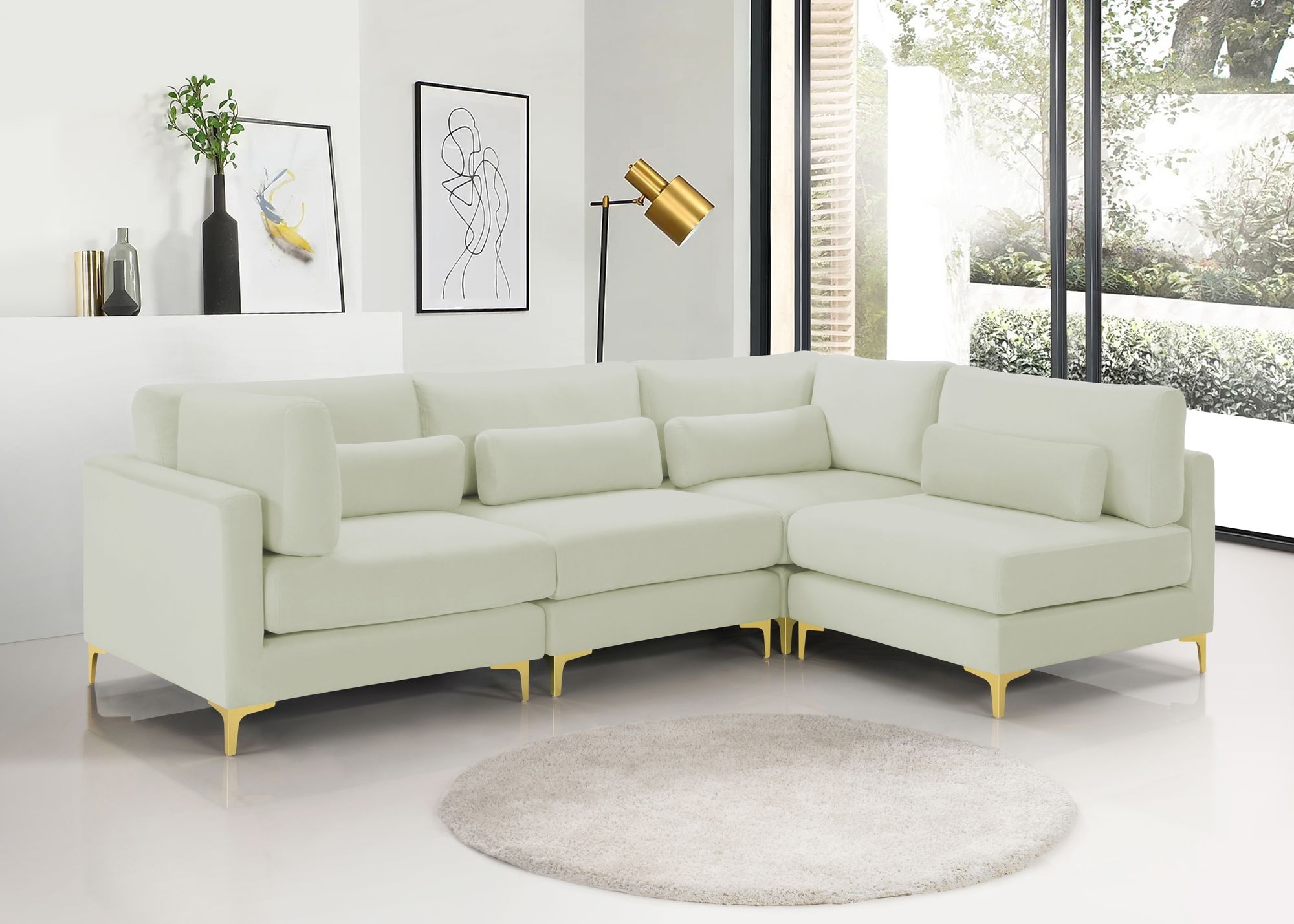Julia 108.5" 4-Piece Velvet Modular Corner Sectional