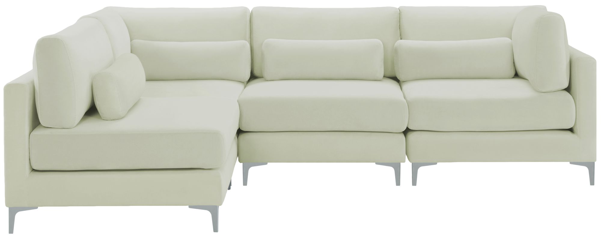 Julia 108.5" 4-Piece Velvet Modular Corner Sectional