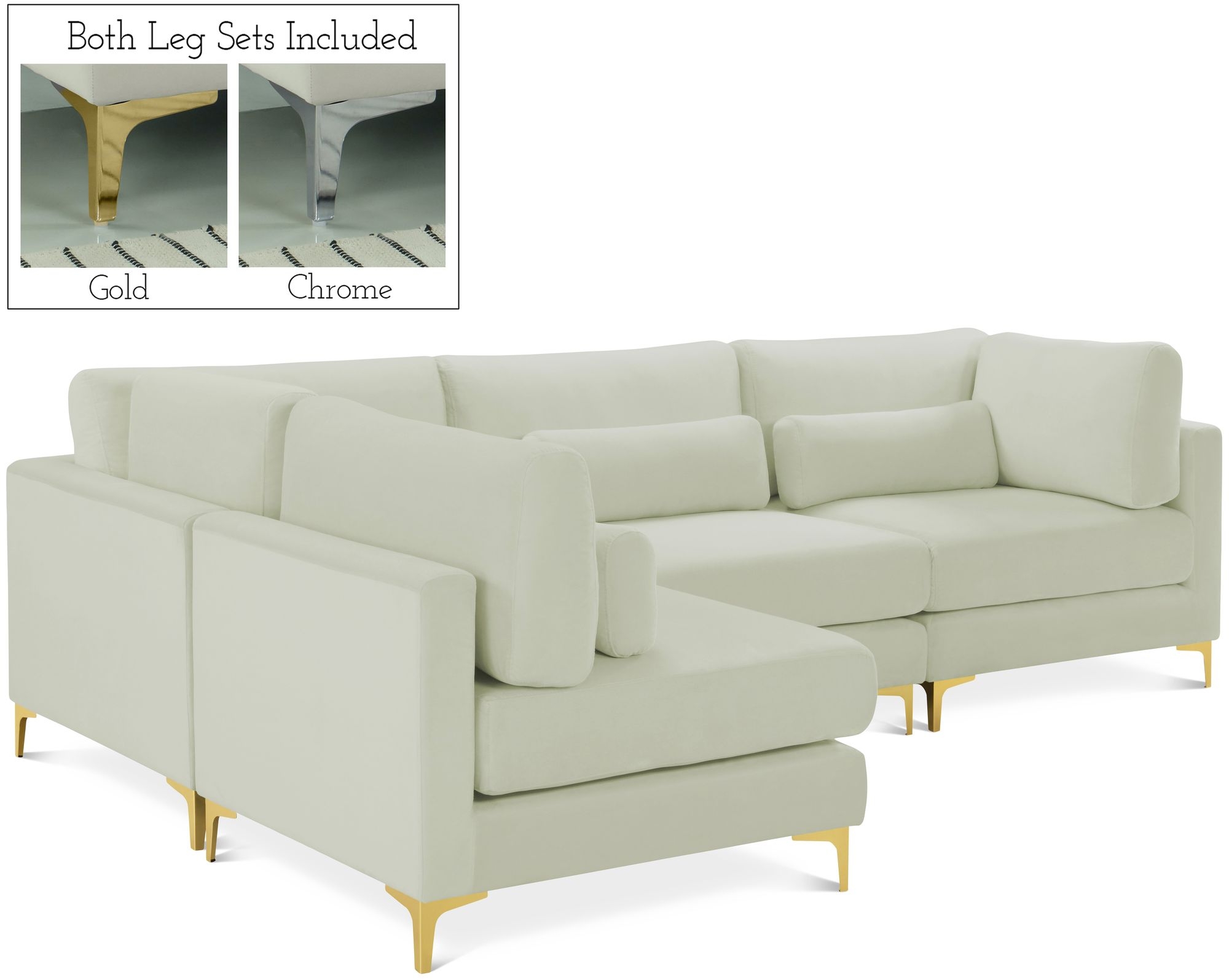 Julia 108.5" 4-Piece Velvet Modular Corner Sectional