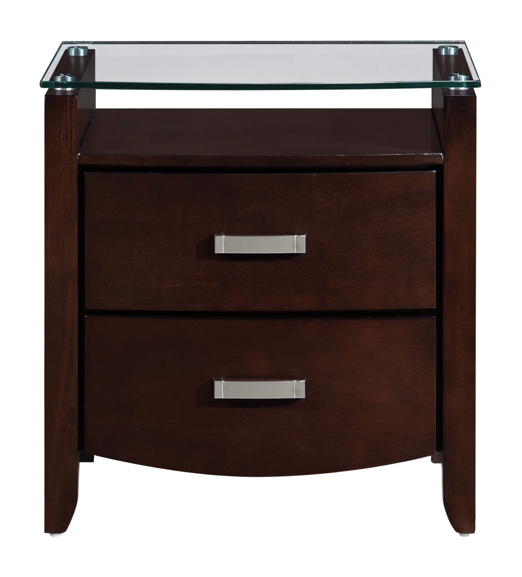 Lyric Glass/Wood/Wood Veneer Nightstand