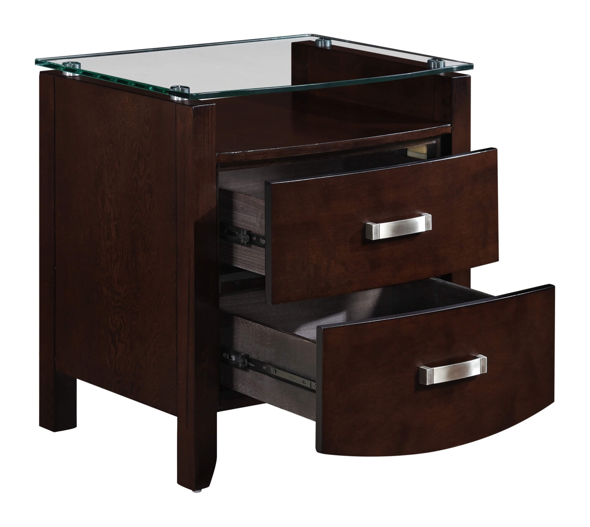 Lyric Glass/Wood/Wood Veneer Nightstand