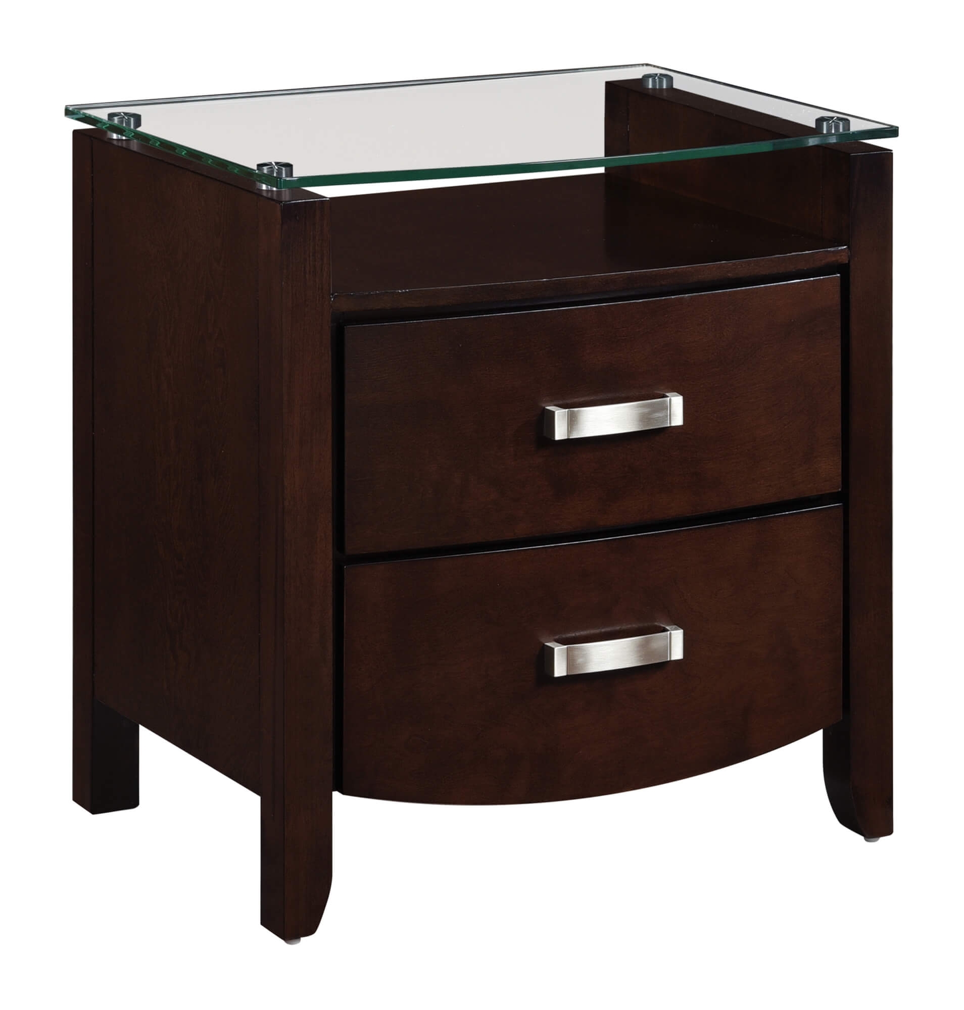 Lyric Glass/Wood/Wood Veneer Nightstand
