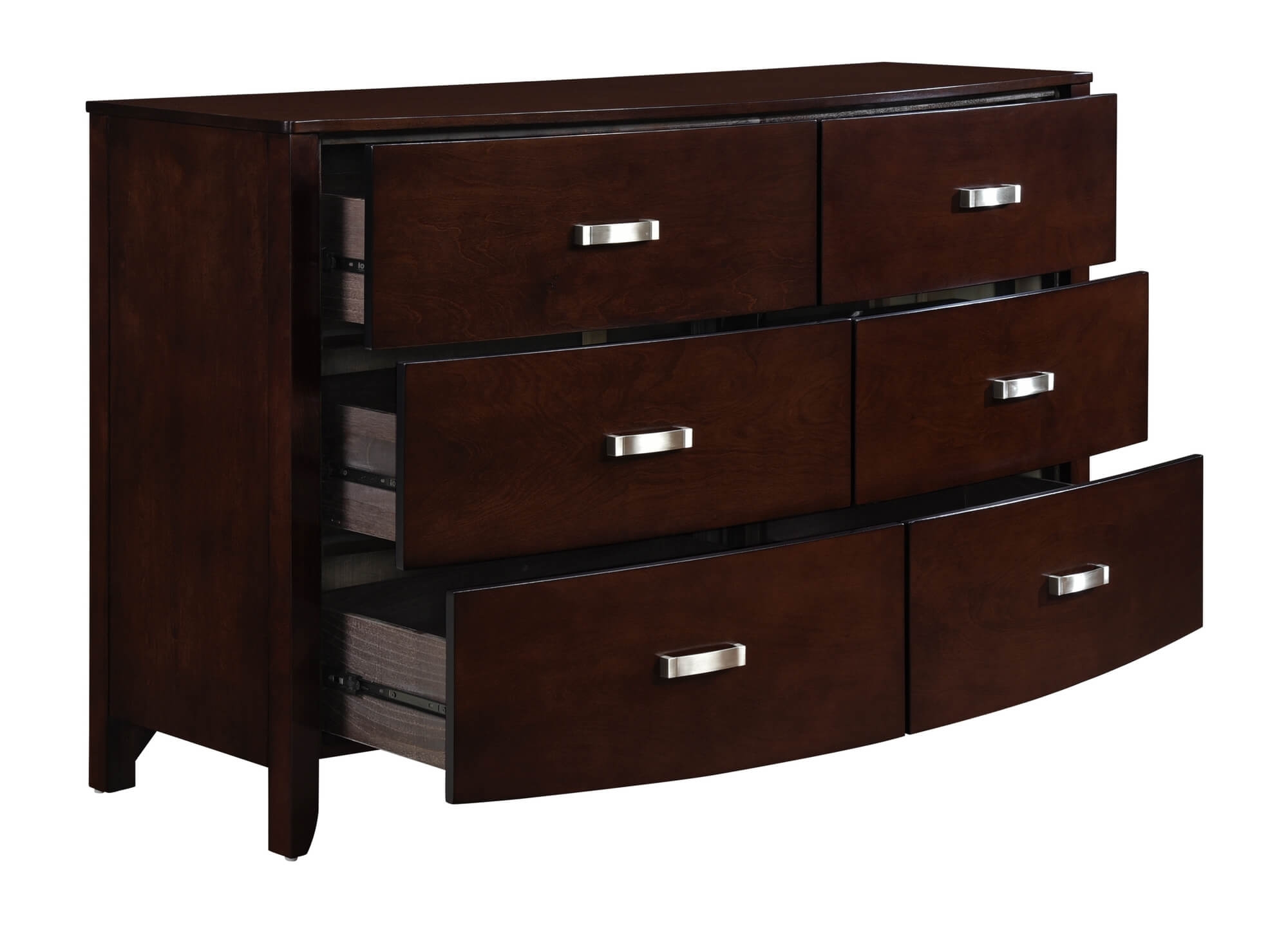 Lyric Leatherette/Wood/Wood Veneer Sleigh Platform Bedroom Set w/ Footboard Storage