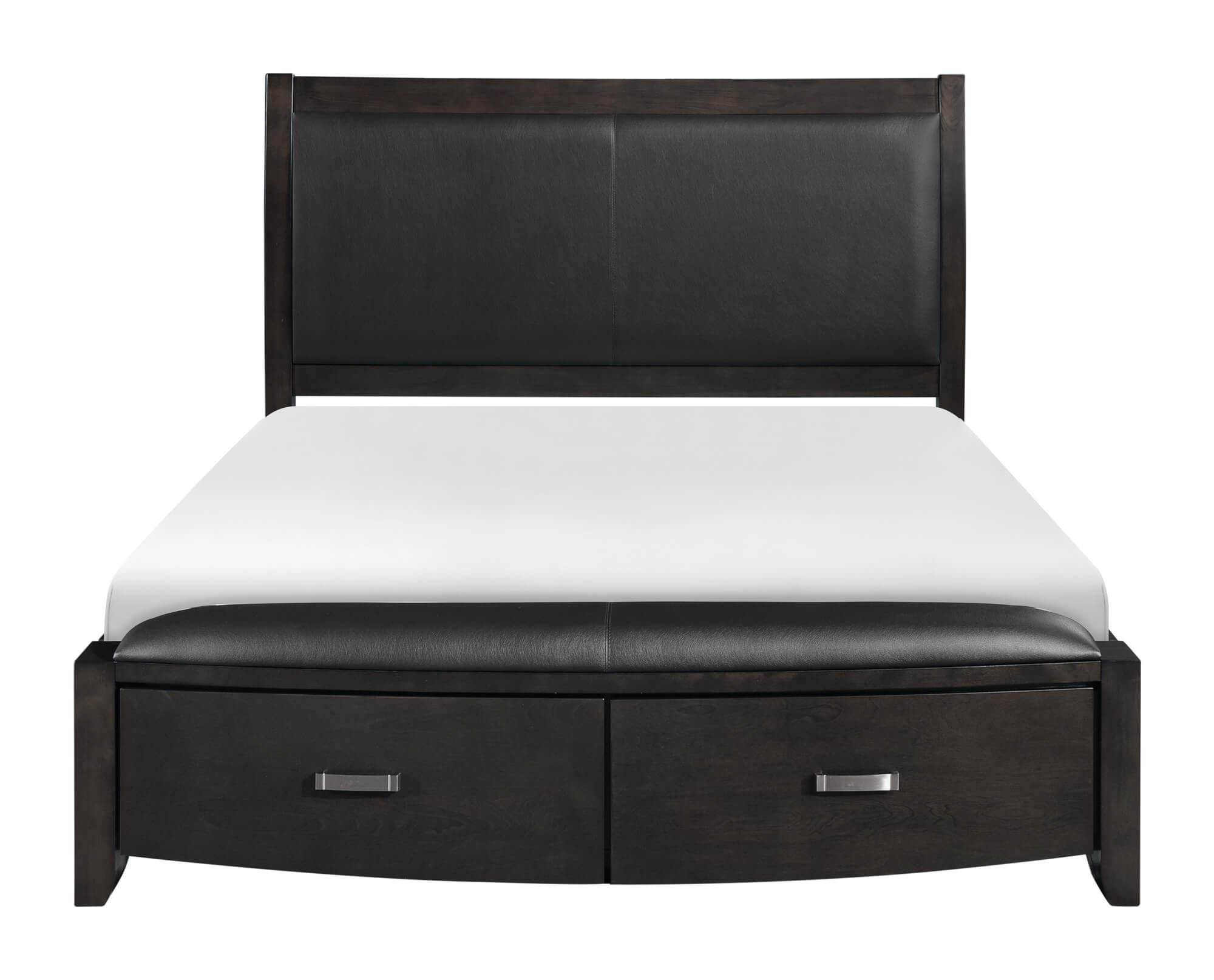 Lyric Leatherette/Wood/Wood Veneer Sleigh Platform Bed w/ Footboard Storage