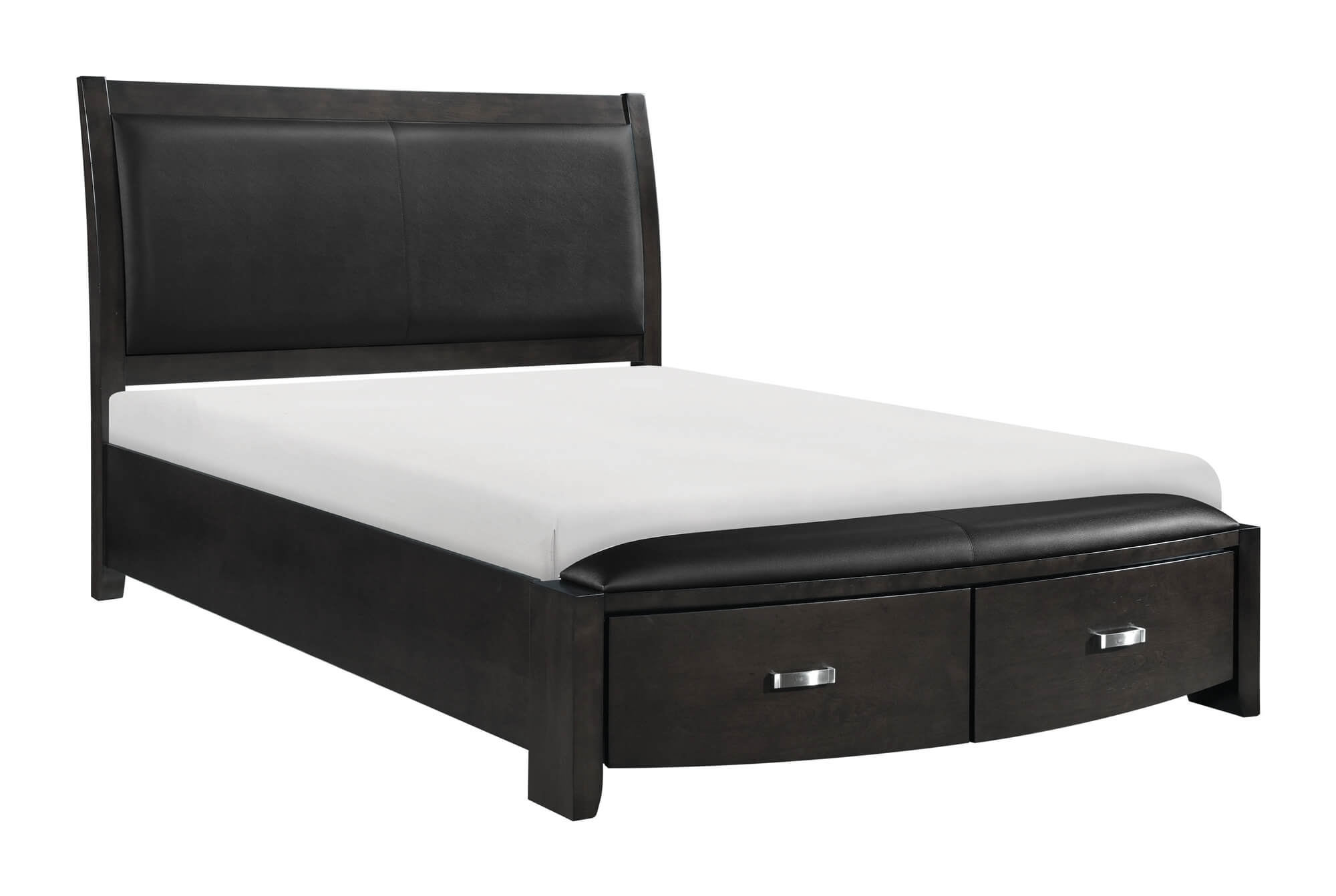 Lyric Leatherette/Wood/Wood Veneer Sleigh Platform Bedroom Set w/ Footboard Storage