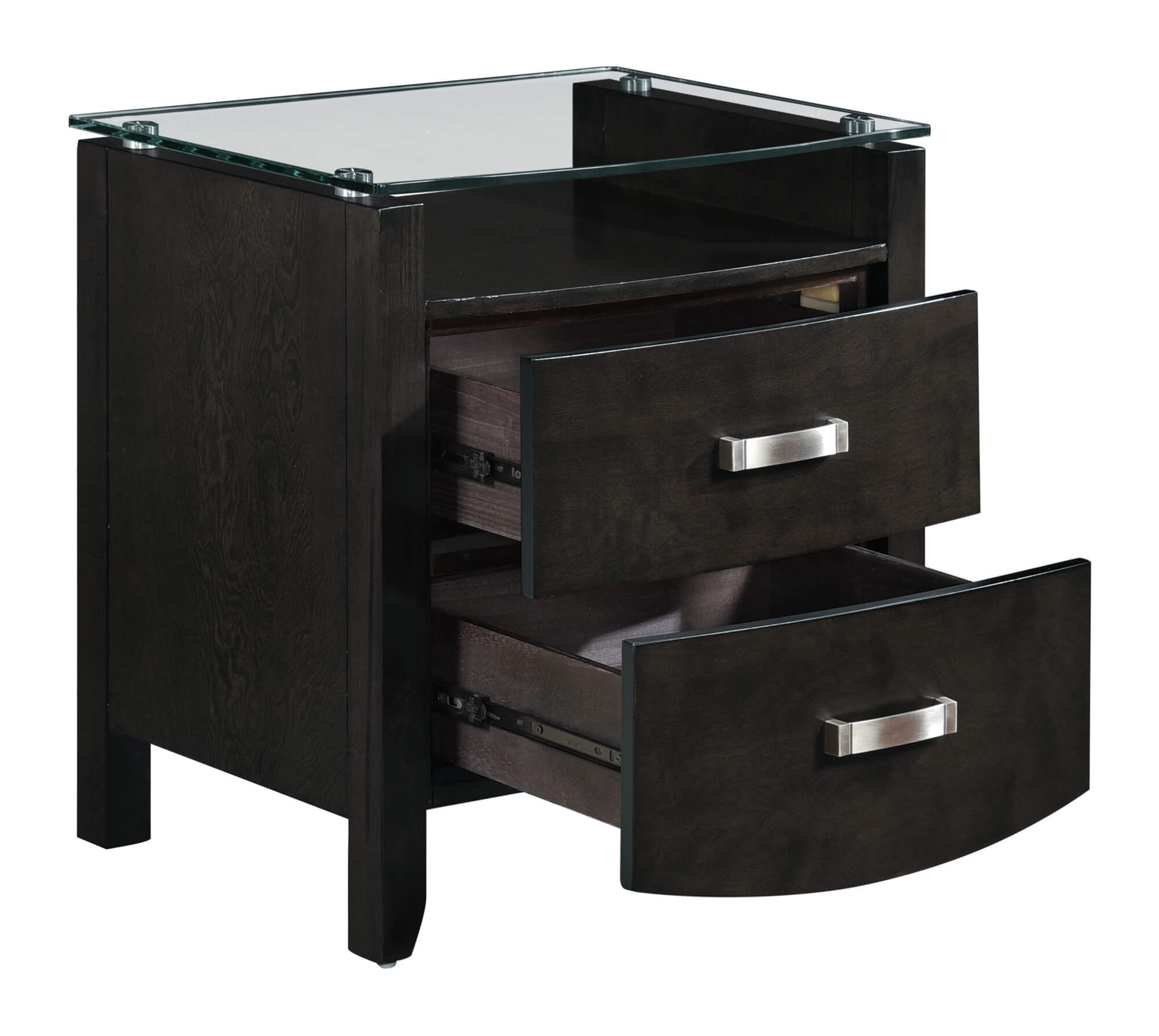 Lyric Glass/Wood/Wood Veneer Nightstand