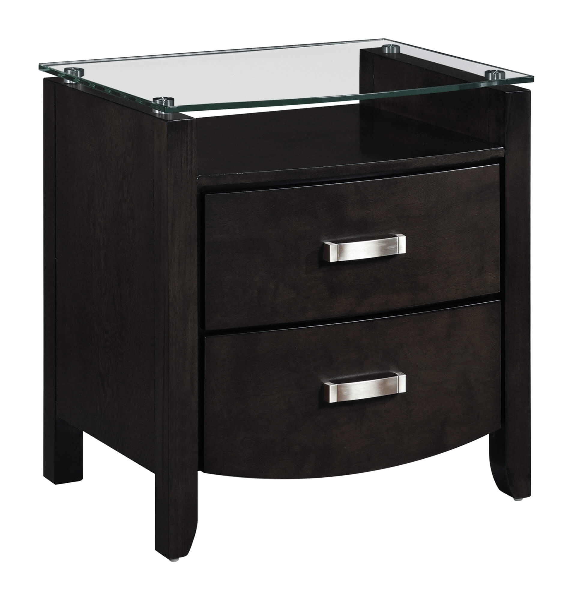 Lyric Glass/Wood/Wood Veneer Nightstand