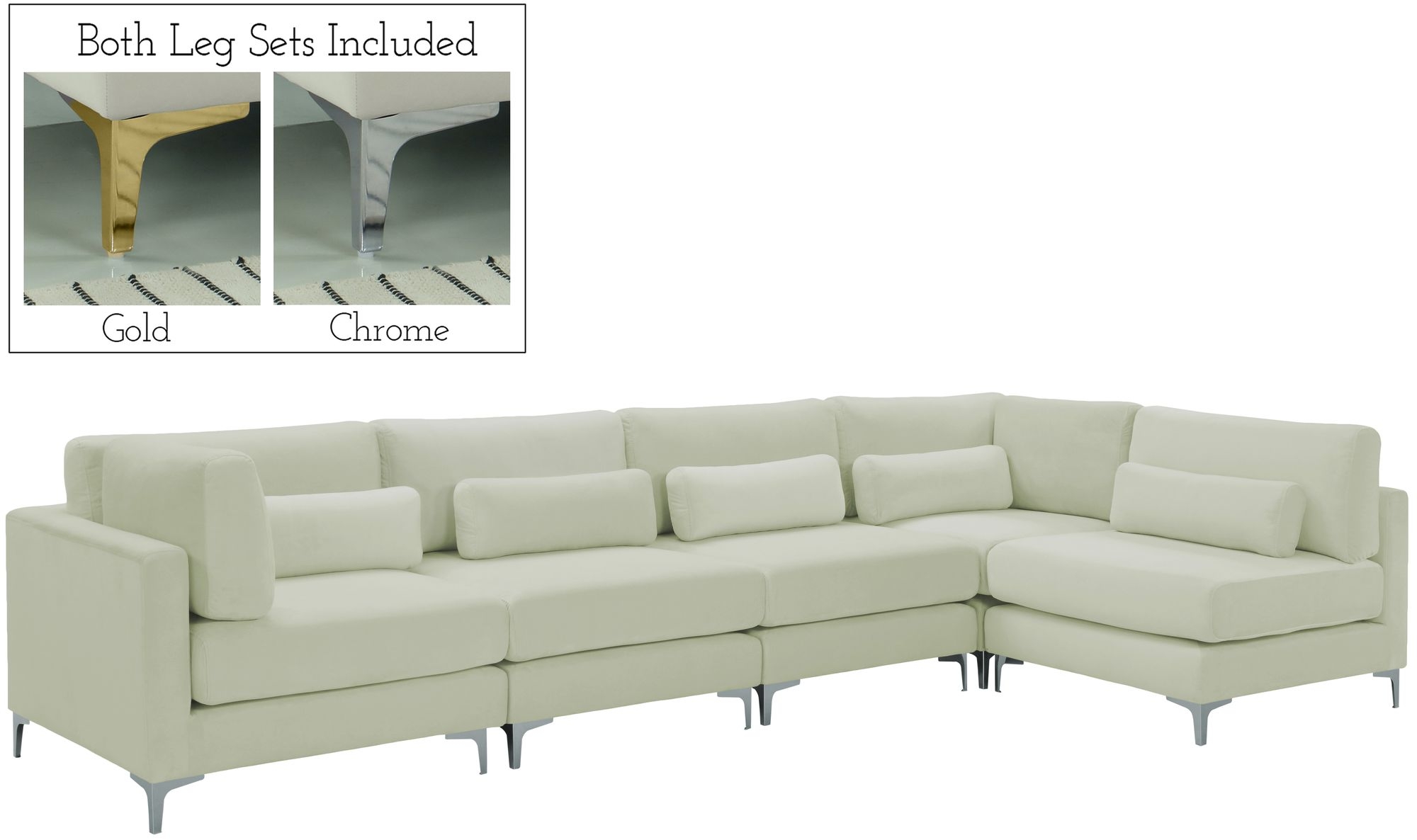 Julia 142" 5-Piece Velvet Modular Sectional