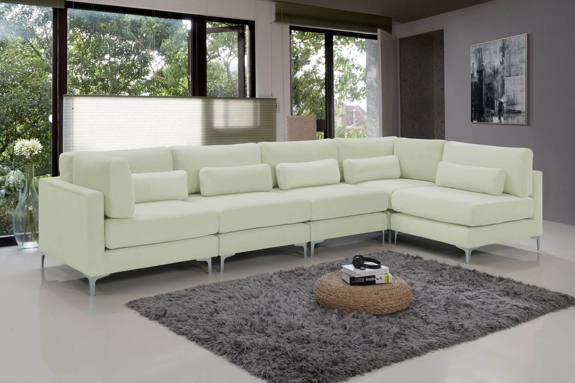 Julia 142" 5-Piece Velvet Modular Sectional
