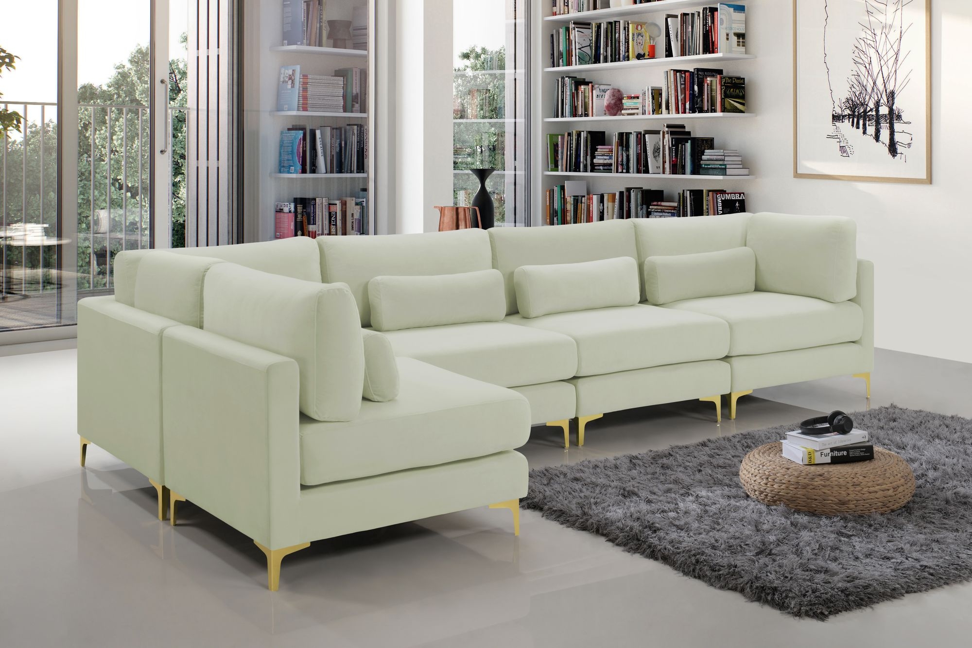 Julia 142" 5-Piece Velvet Modular Sectional
