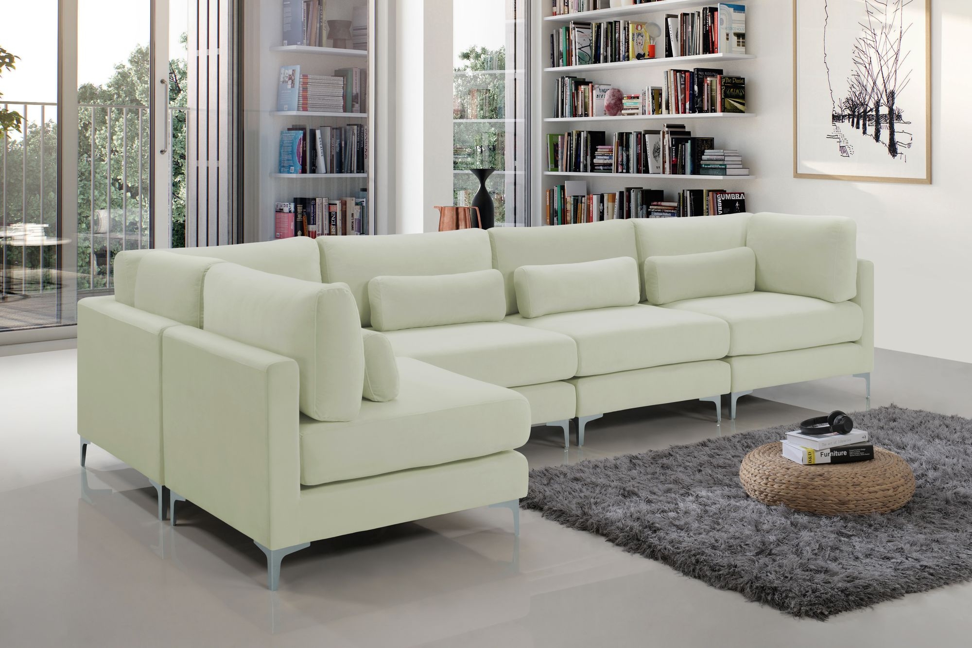 Julia 142" 5-Piece Velvet Modular Sectional