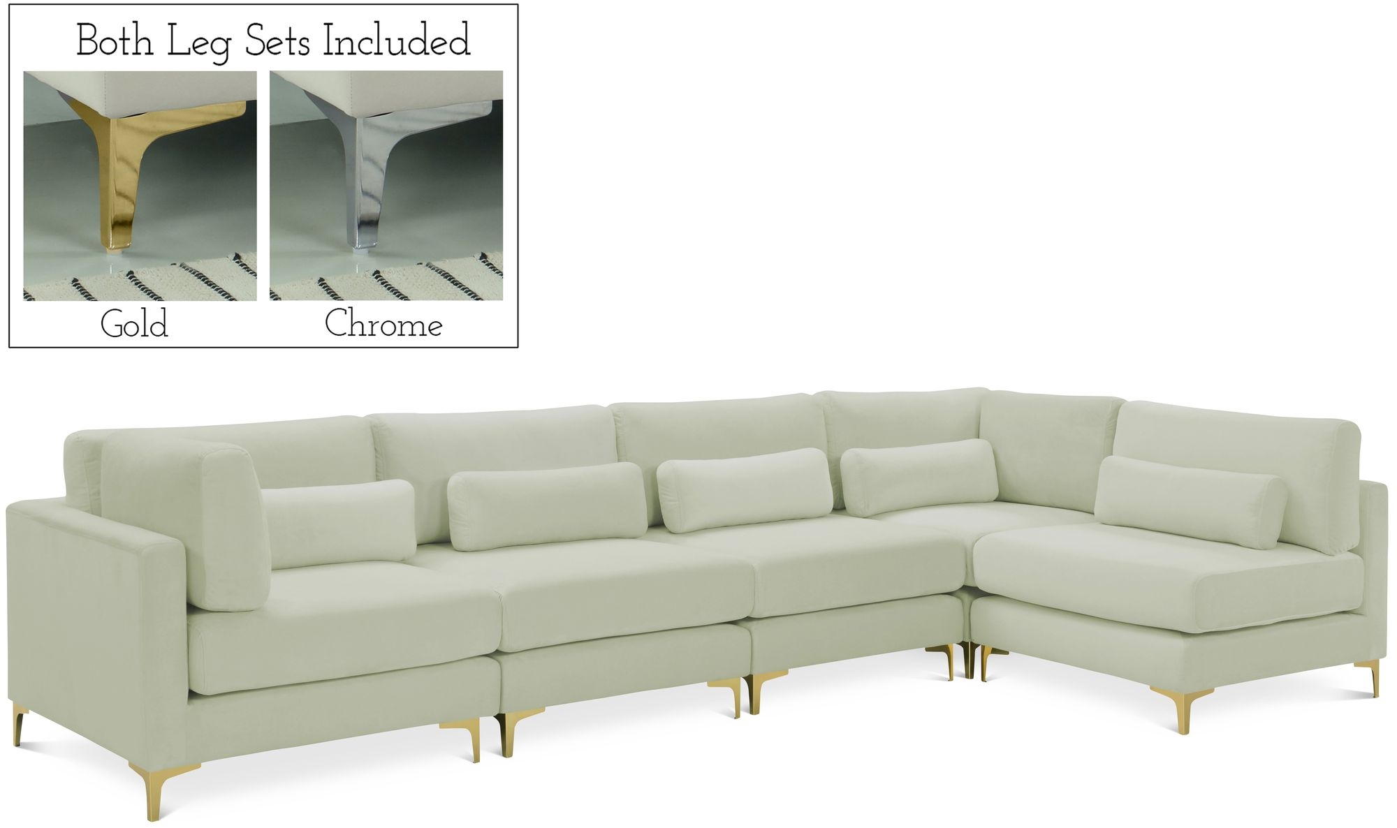 Julia 142" 5-Piece Velvet Modular Sectional