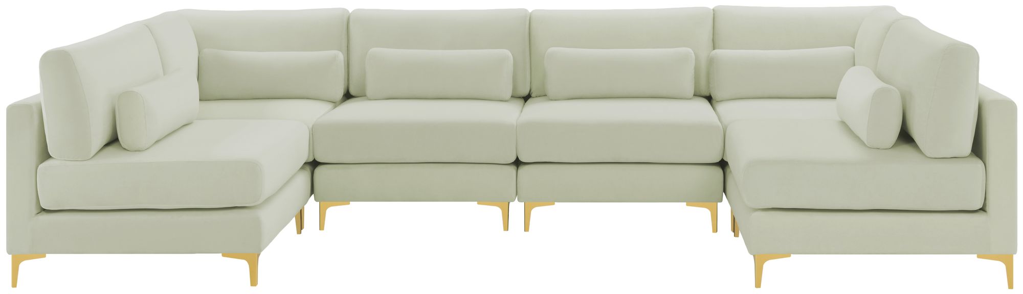 Julia 142" 6-Piece Velvet Modular U-Shape Sectional