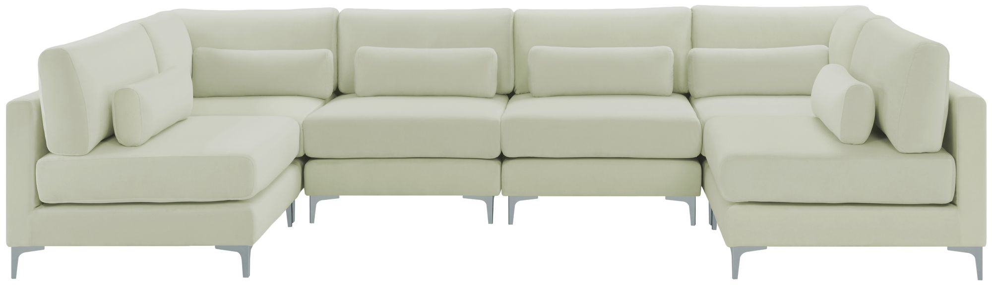 Julia 142" 6-Piece Velvet Modular U-Shape Sectional