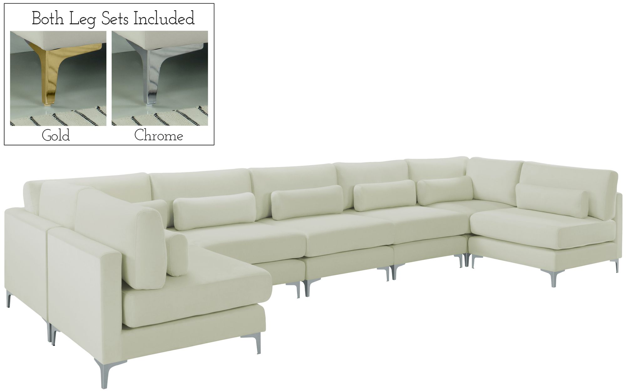 Julia 175.5" 7-Piece Velvet Modular Sectional