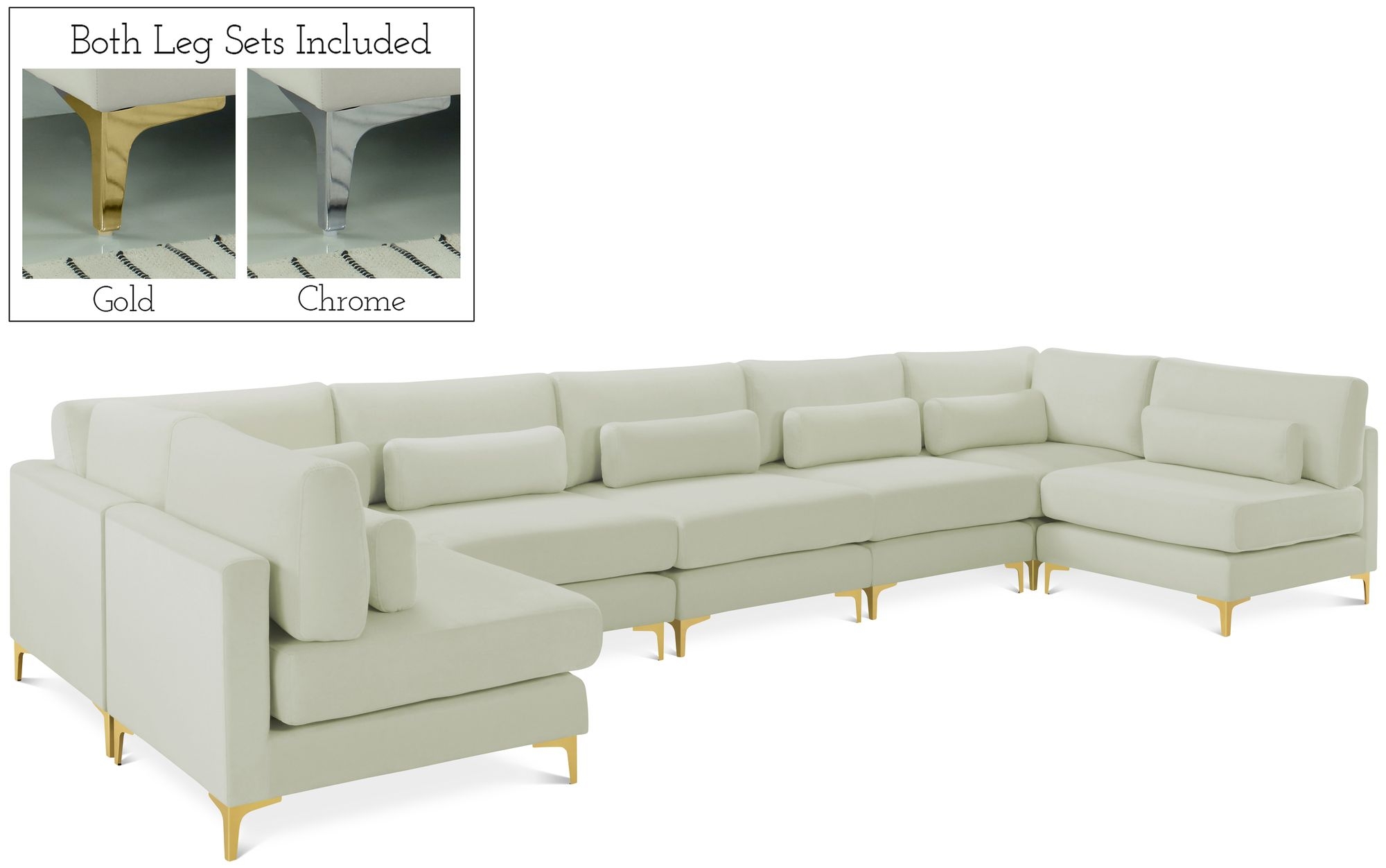 Julia 175.5" 7-Piece Velvet Modular Sectional