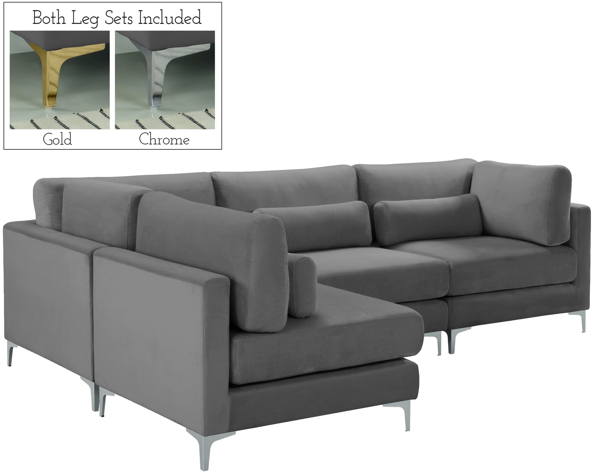 Julia 108.5" 4-Piece Velvet Modular Corner Sectional